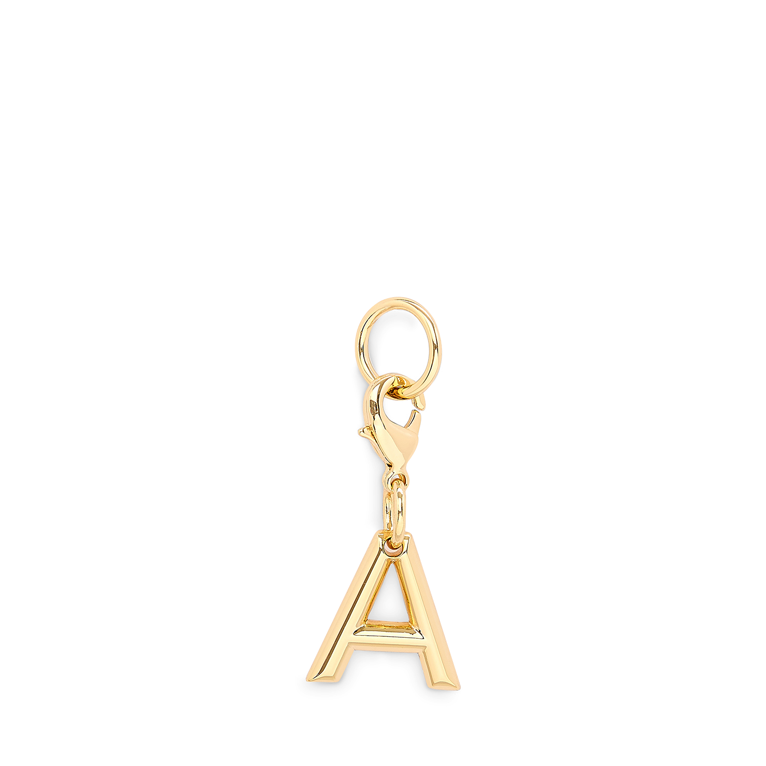 Officiële gouden metalen Lancel-bedel, letter A, gepolijste afwerking. LANCEL Goud