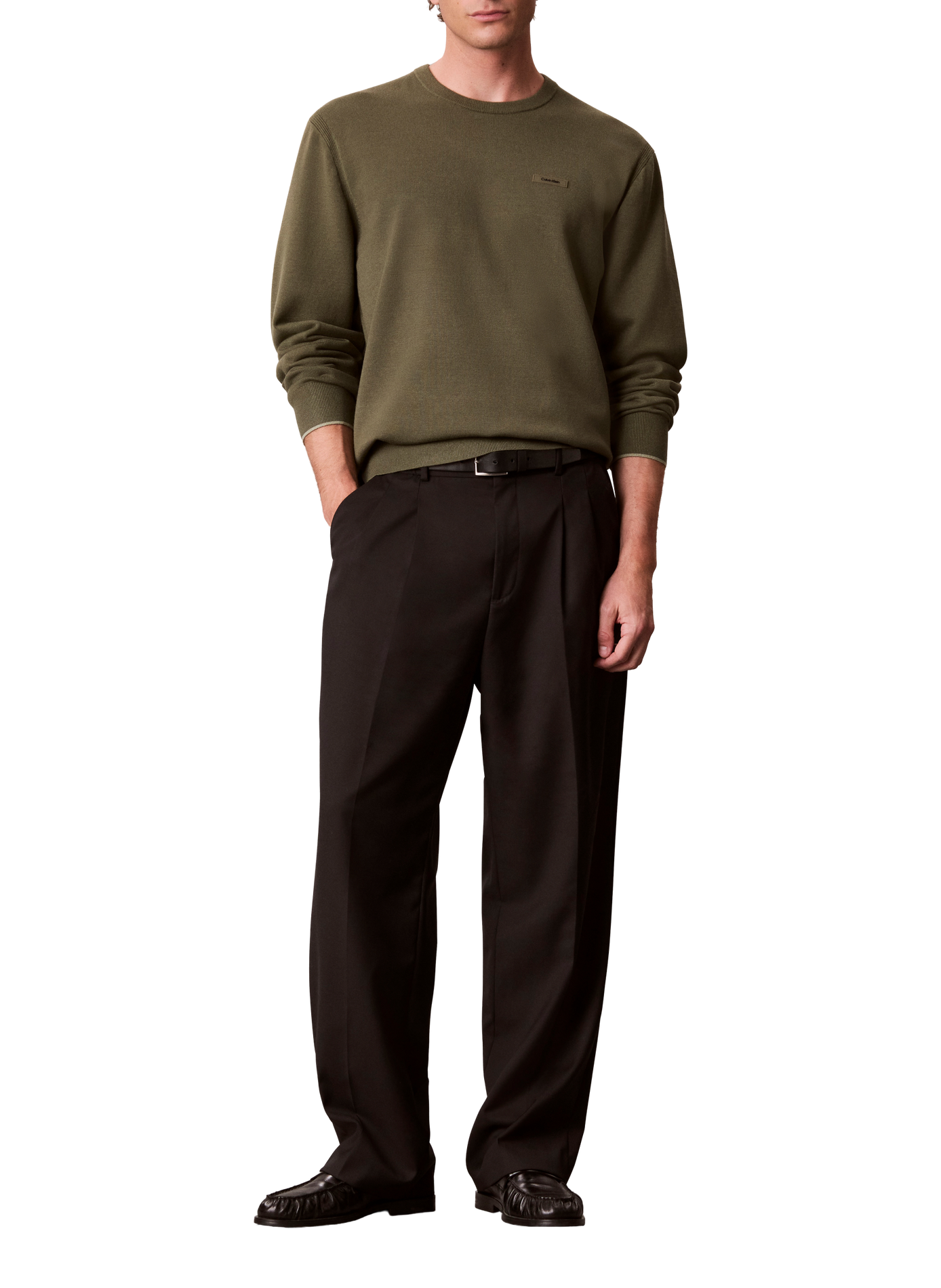 Pull manches longues à logo  CALVIN KLEIN Khaki