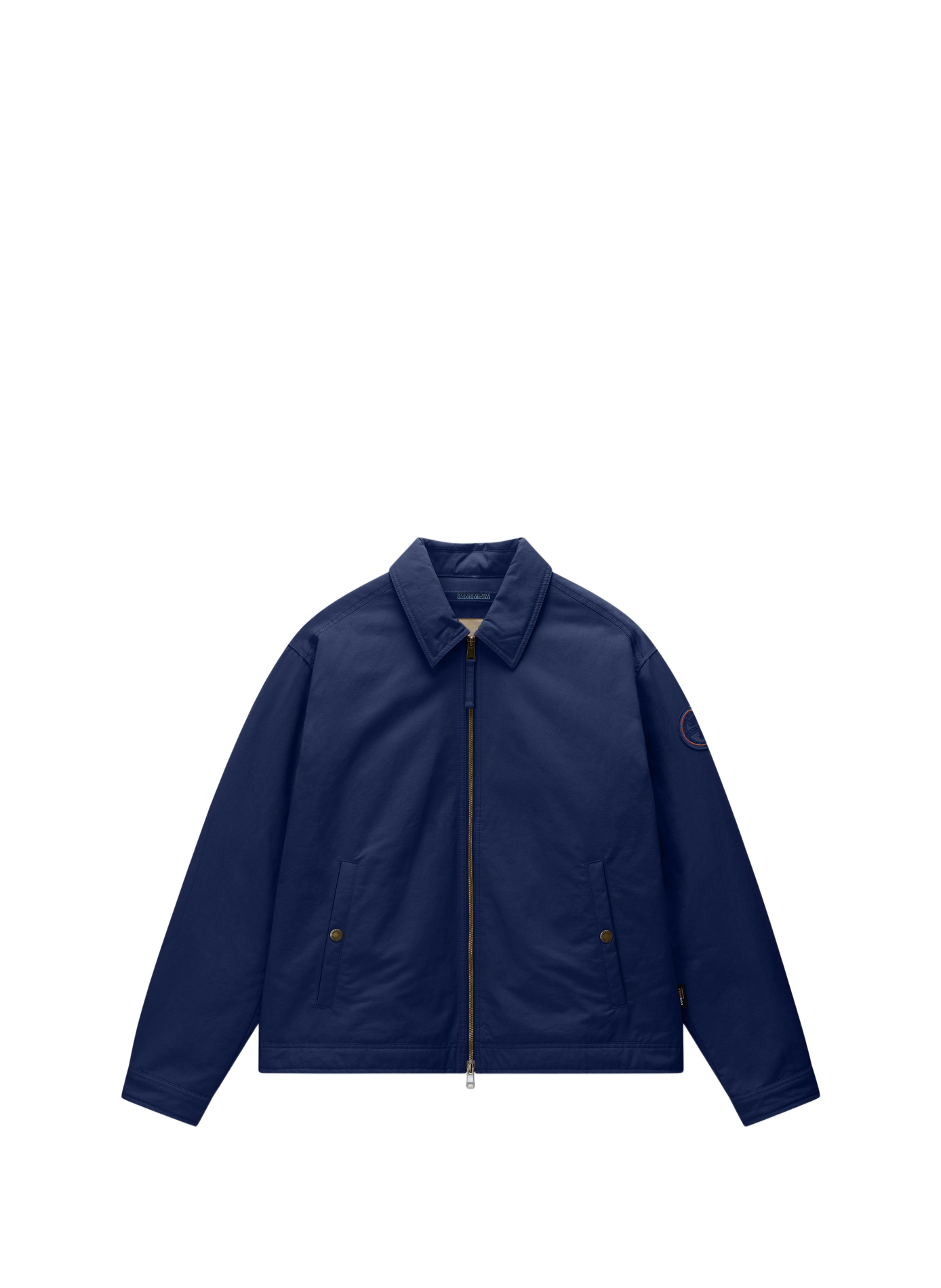 Classic straight solid color jacket with classic collar. NAPAPIJRI Blue