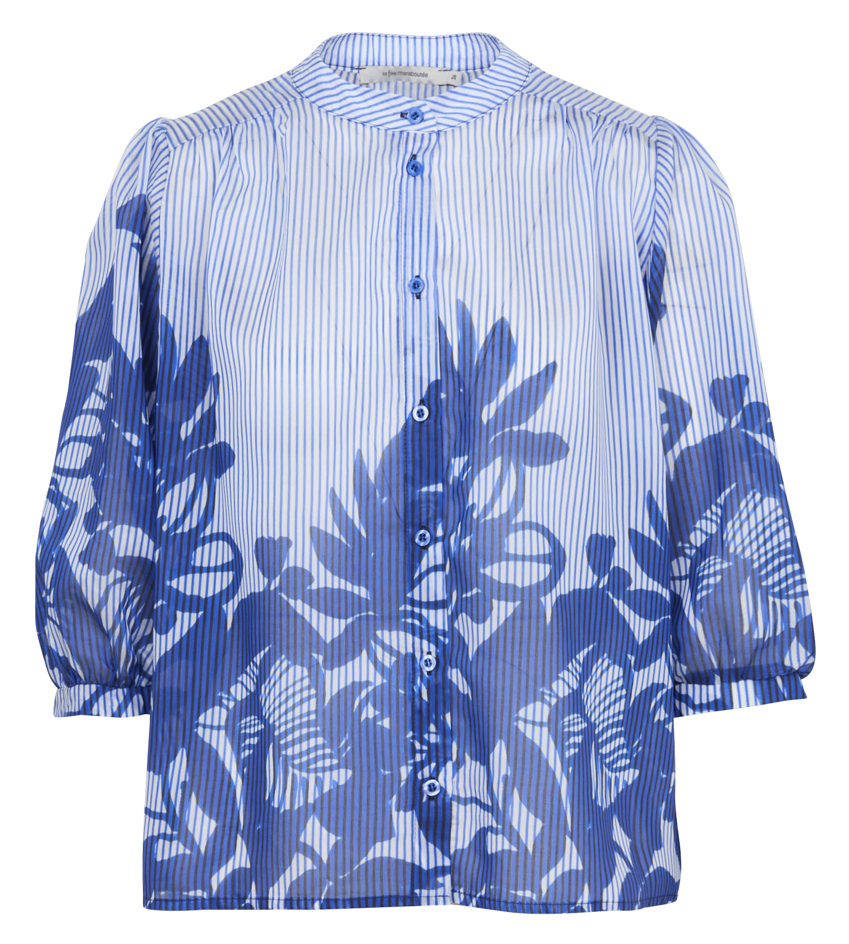 Ruimvallend overhemd met mao-kraag LA FEE MARABOUTEE Blauw