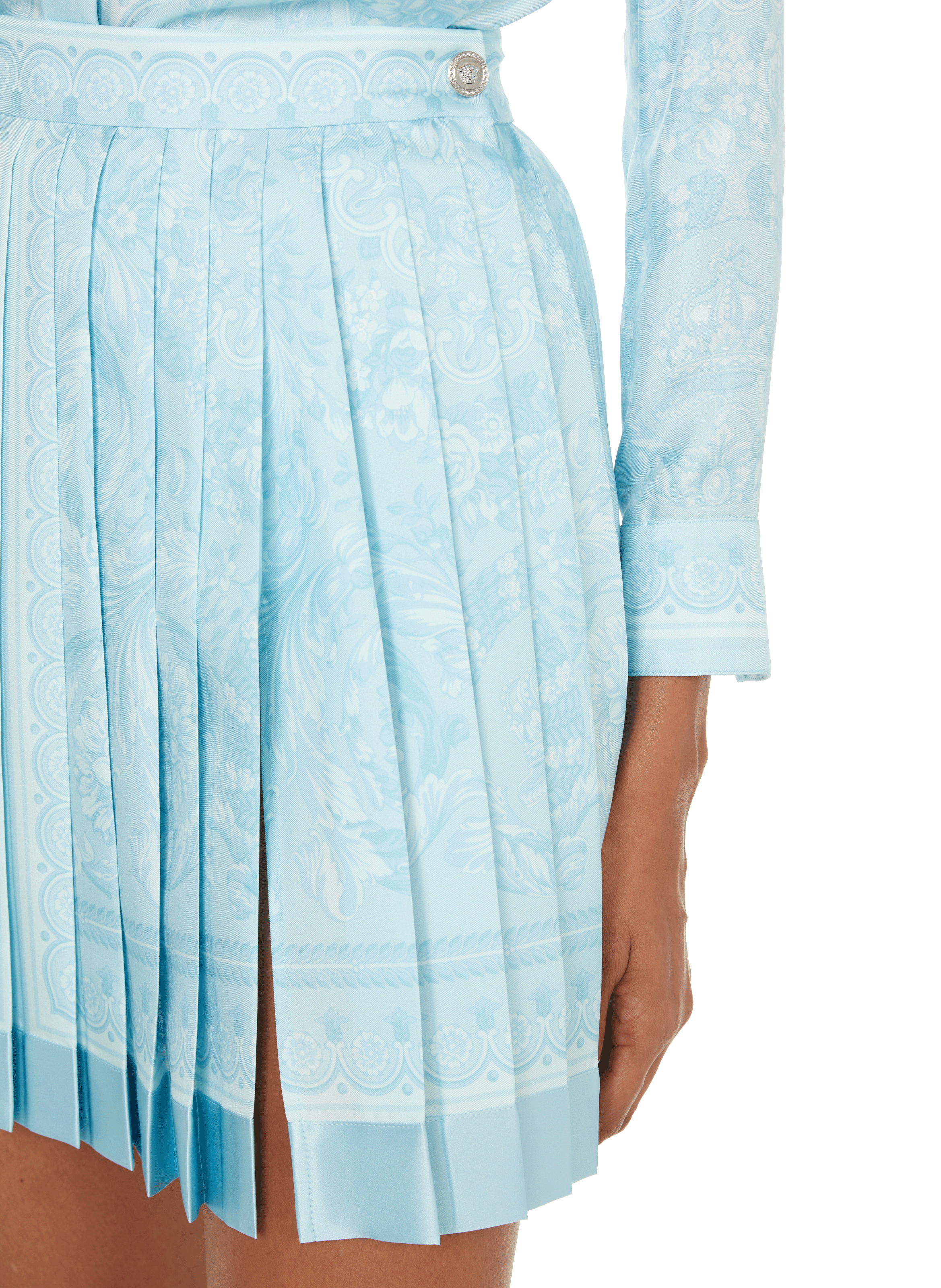 Jupe en soie VERSACE Bleu