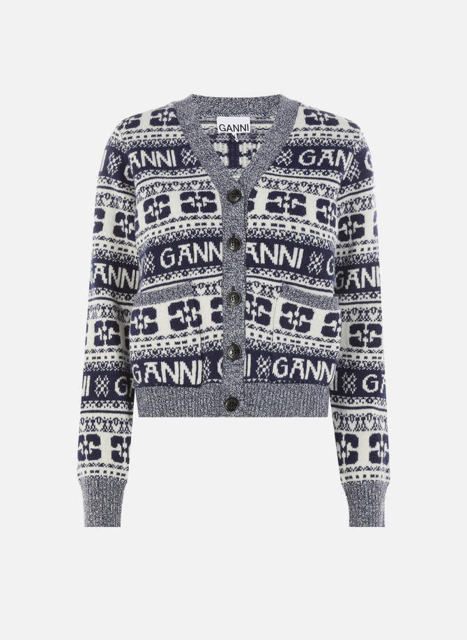 GANNI printed wool cardigan