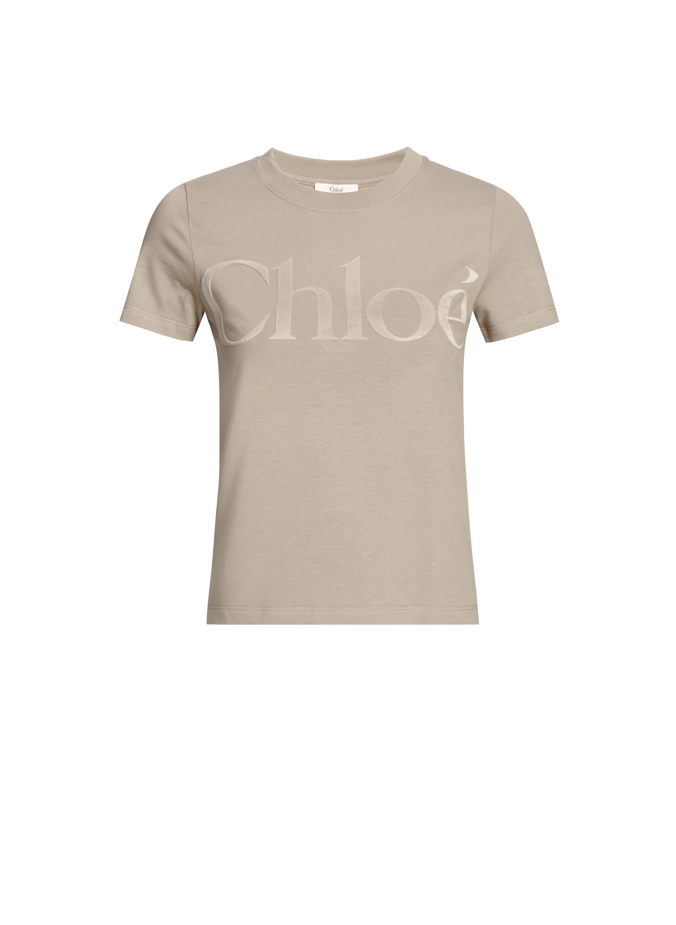 Chloé Cotton Jersey T-shirt With Logo In Powder Grey