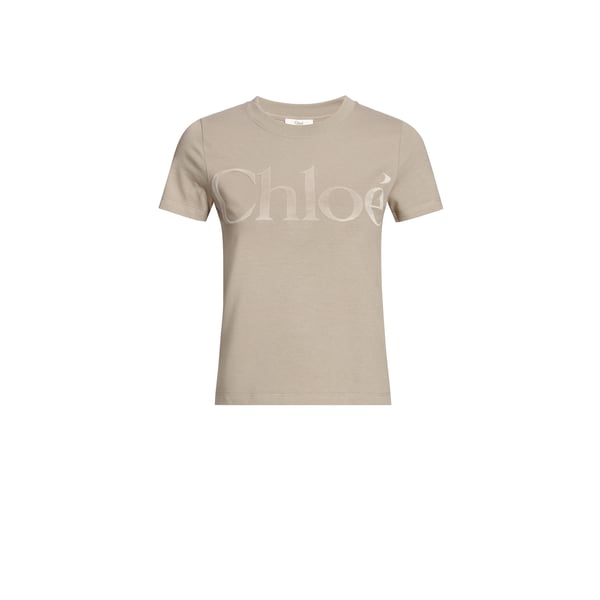 Chloé Cotton Jersey T-shirt With Logo In Powder Grey