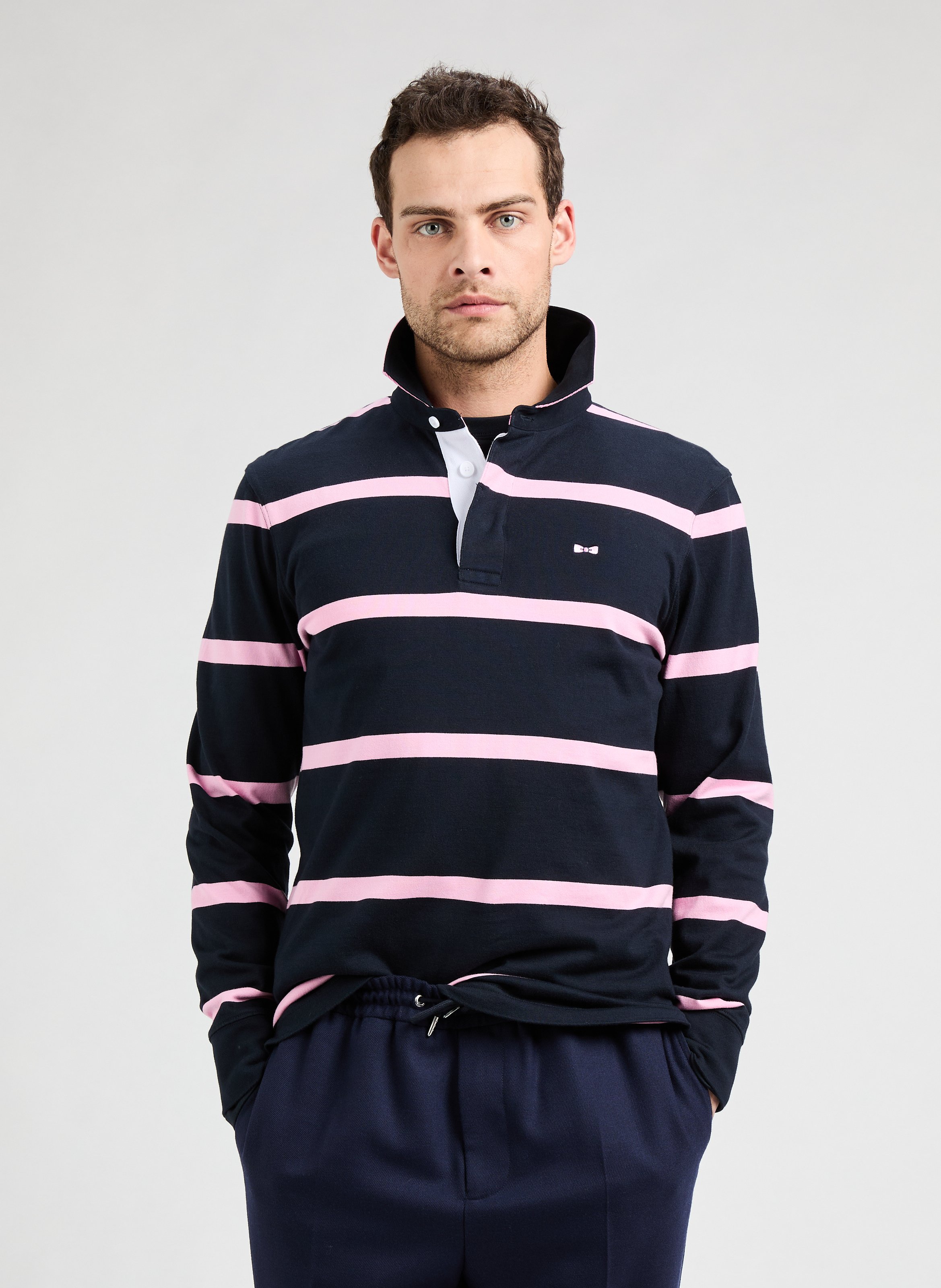 Striped long-sleeved polo shirt EDEN PARK Blue
