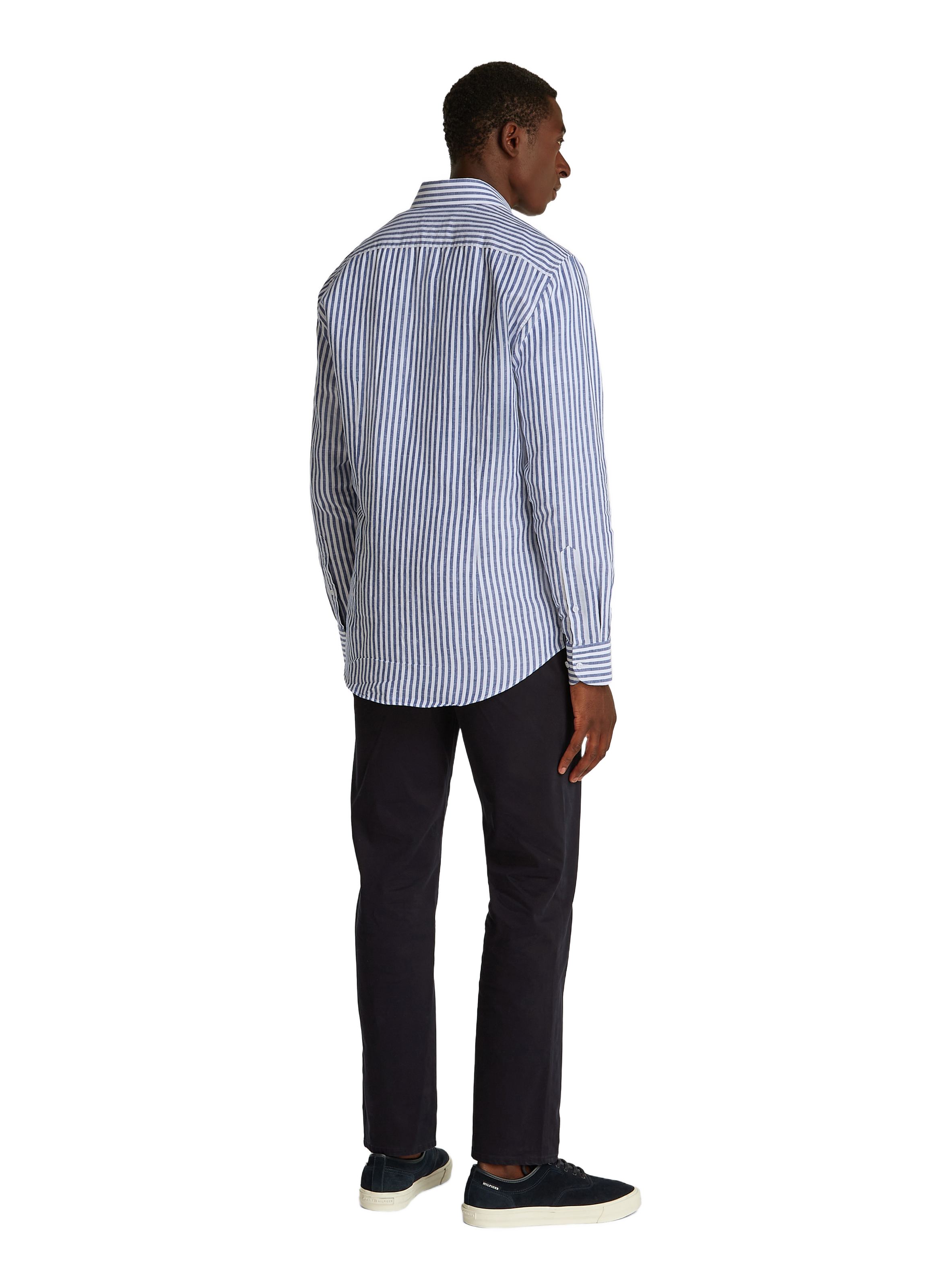 Chemise rayée en coton et lin TOMMY HILFIGER Bleu