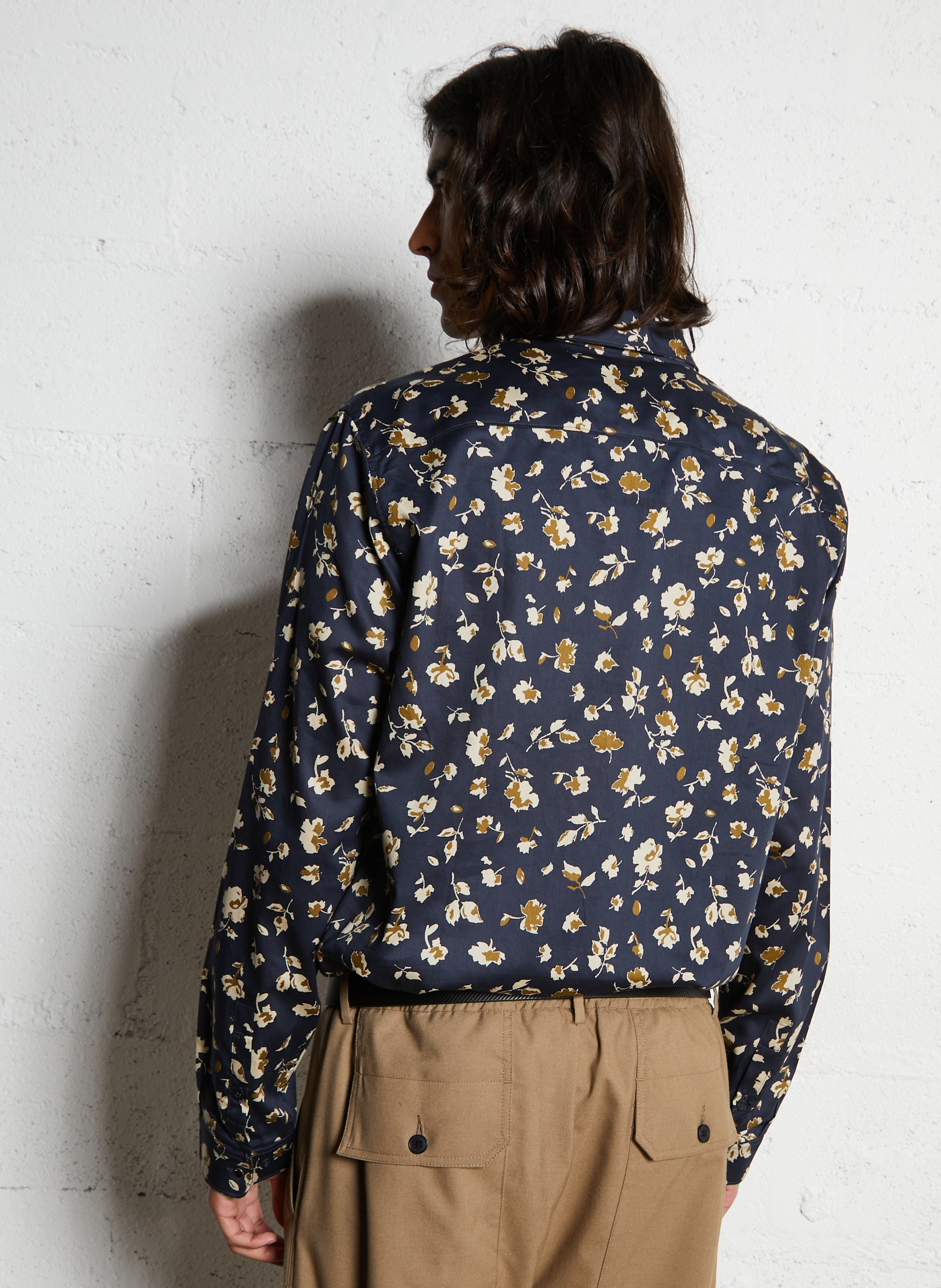 Chemise droite en coton imprimé IKKS Beige