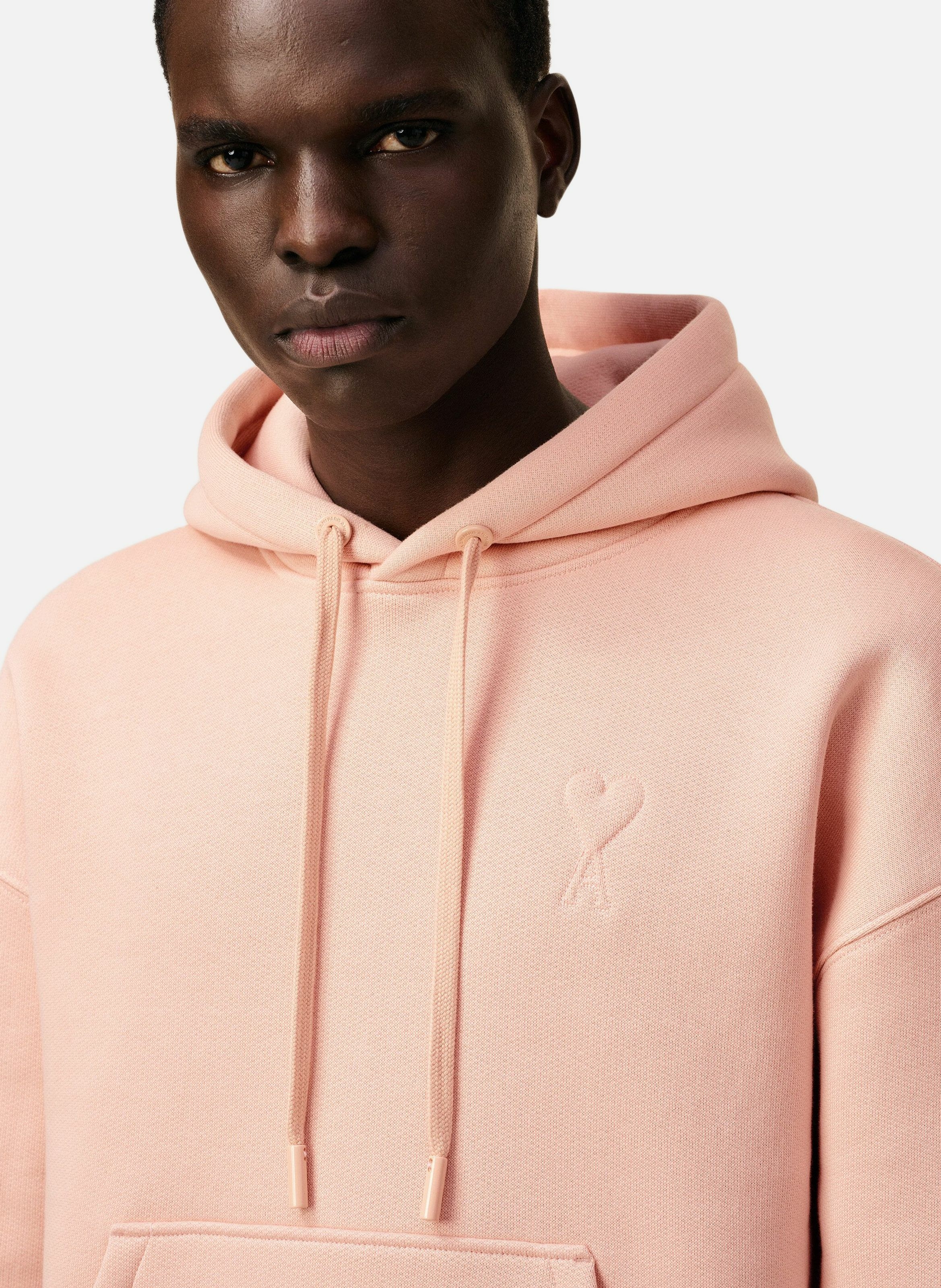 Hoodie ami de coeur embossé unisexe en coton AMI PARIS Rose