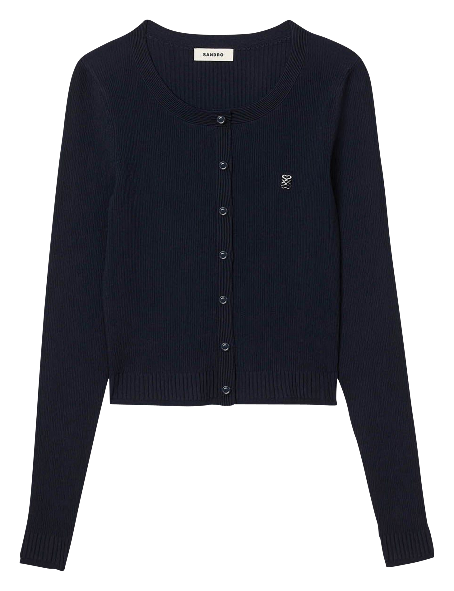 Cardigan ajusté col rond SANDRO Bleu