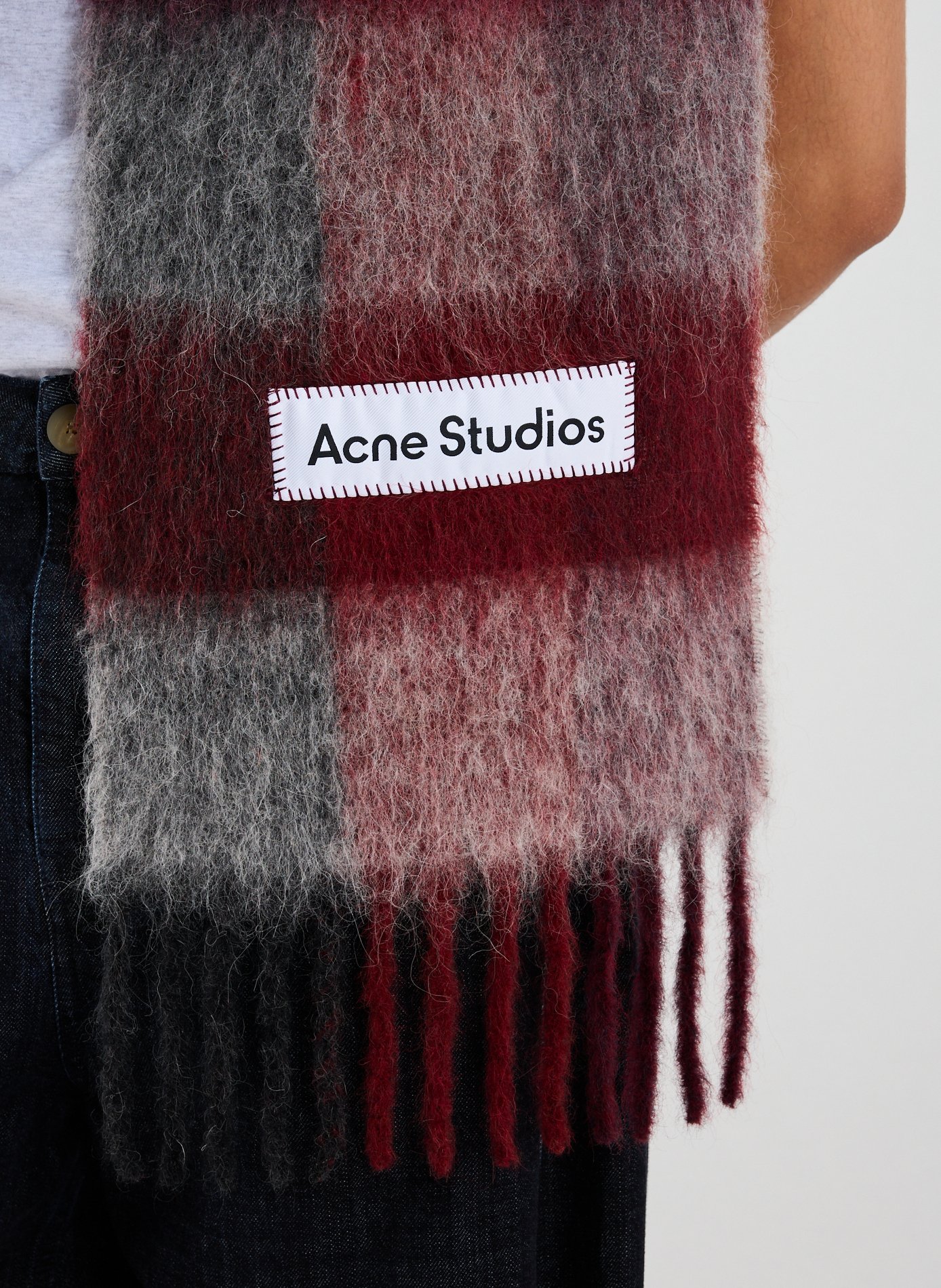 Echarpe Large Check en alpaga, laine et mohair mélangés ACNE STUDIOS Multicolore