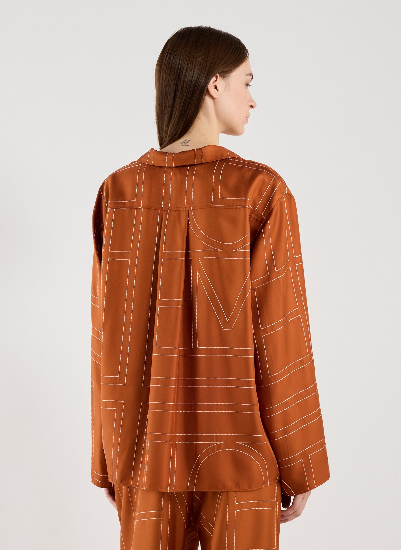 Oversize tie-neck Blouse TOTEME Orange