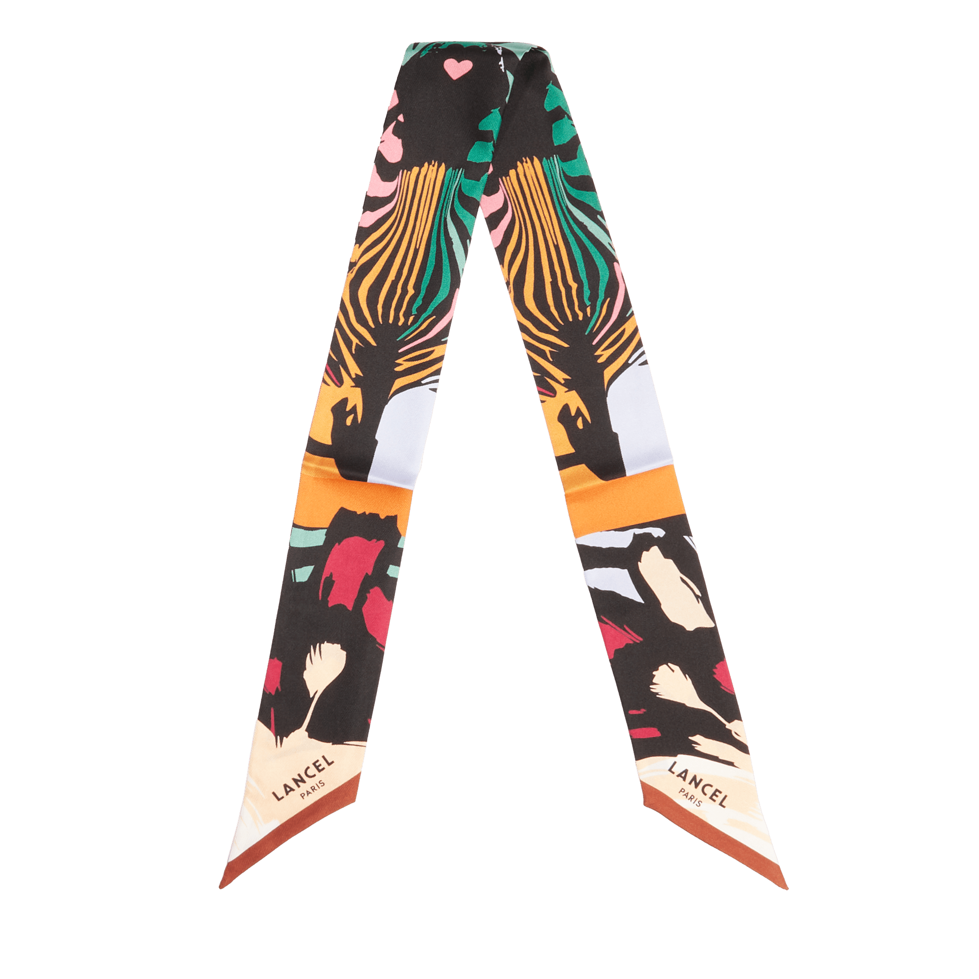 Bandeau motif zebra mania en soie LANCEL Noir