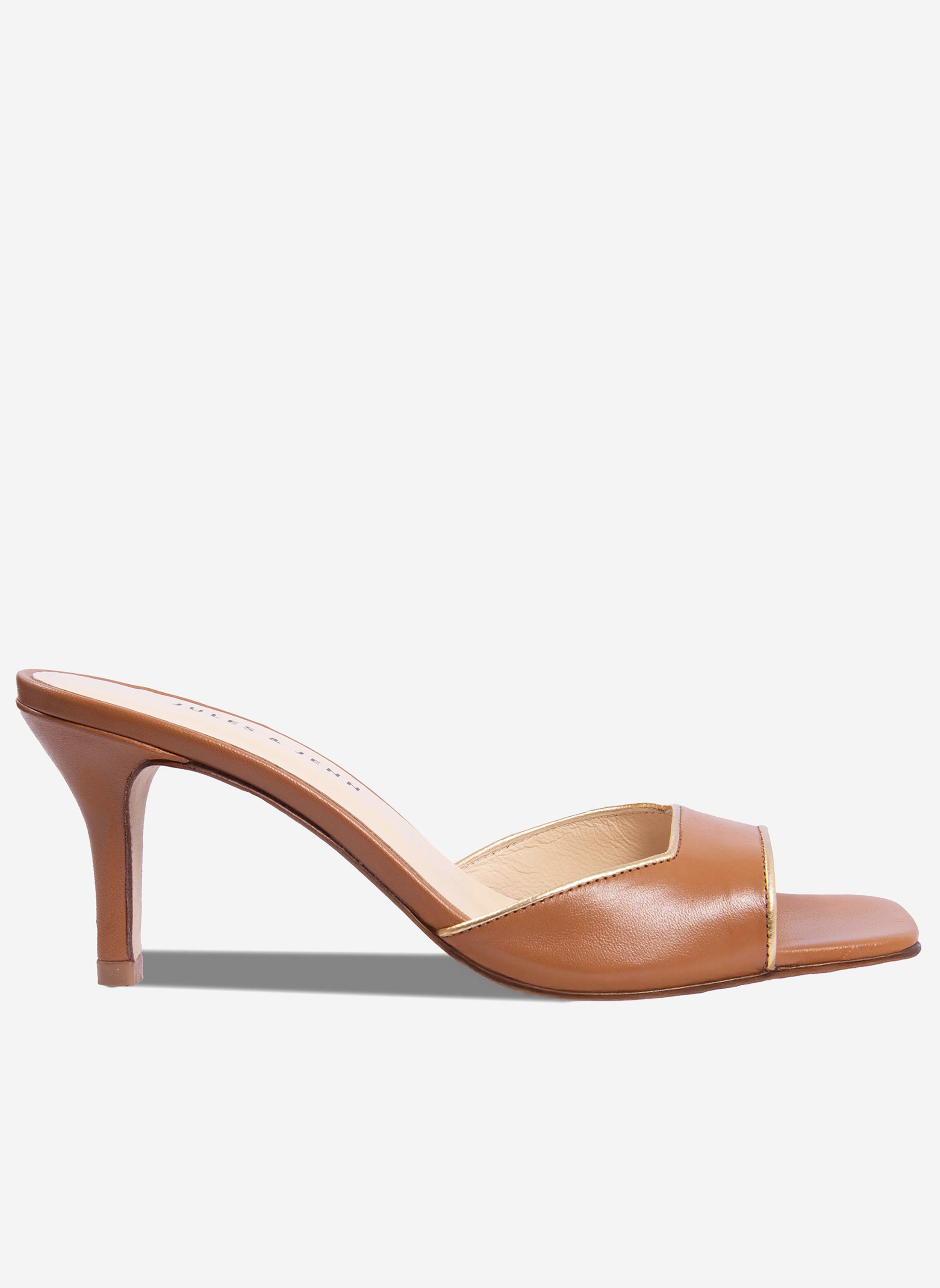 Mules talon fin cuir JULES & JENN Marron