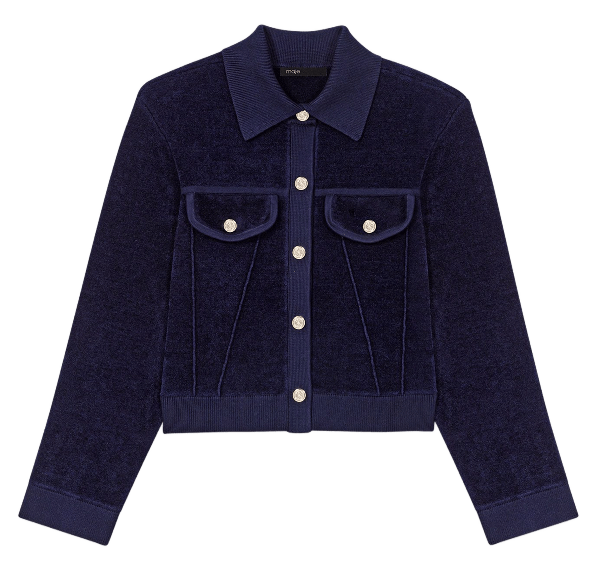 Cardigan droit col classique Bleu