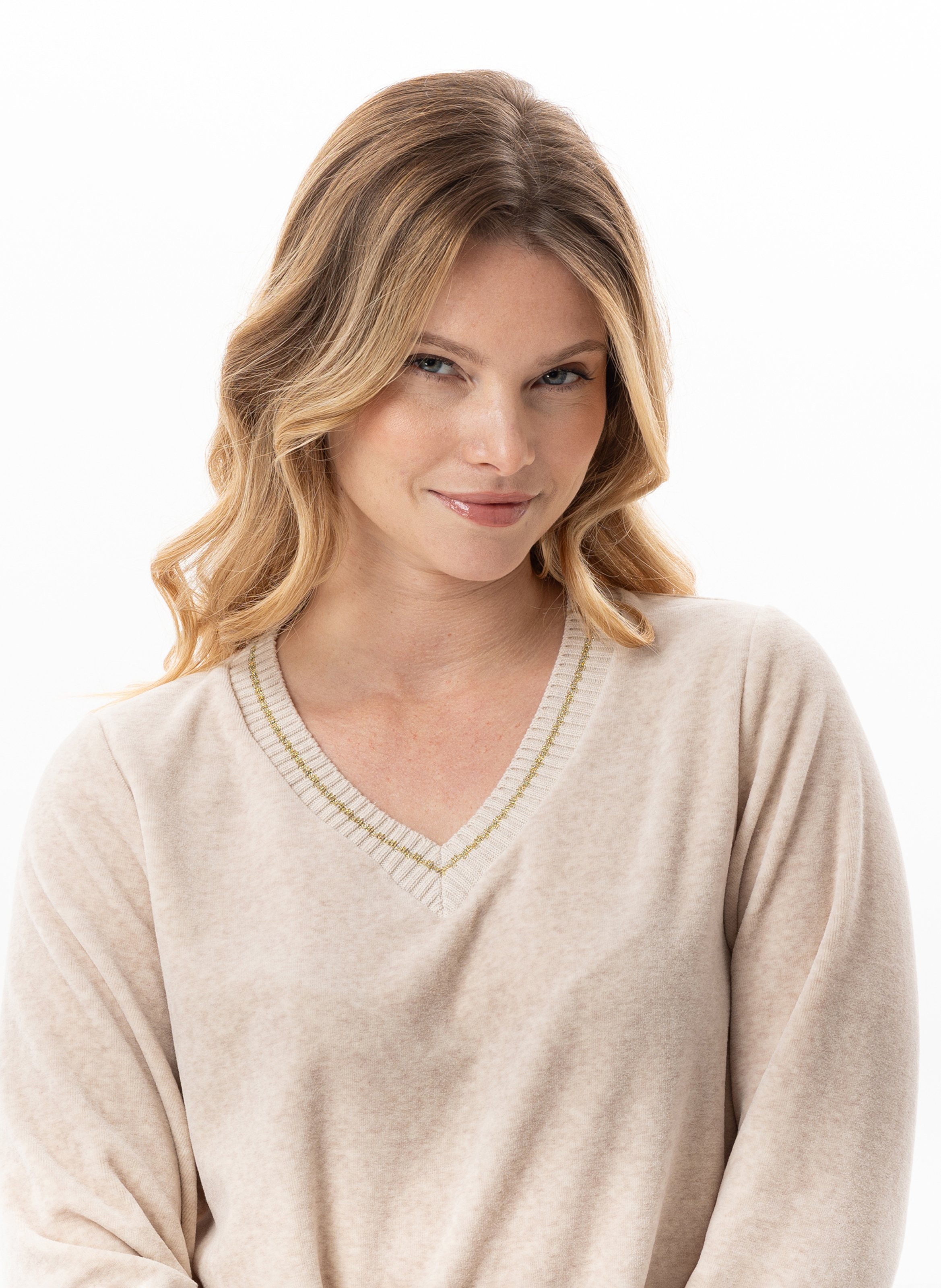 Ensemble homewear en velours country 122 LE CHAT Beige