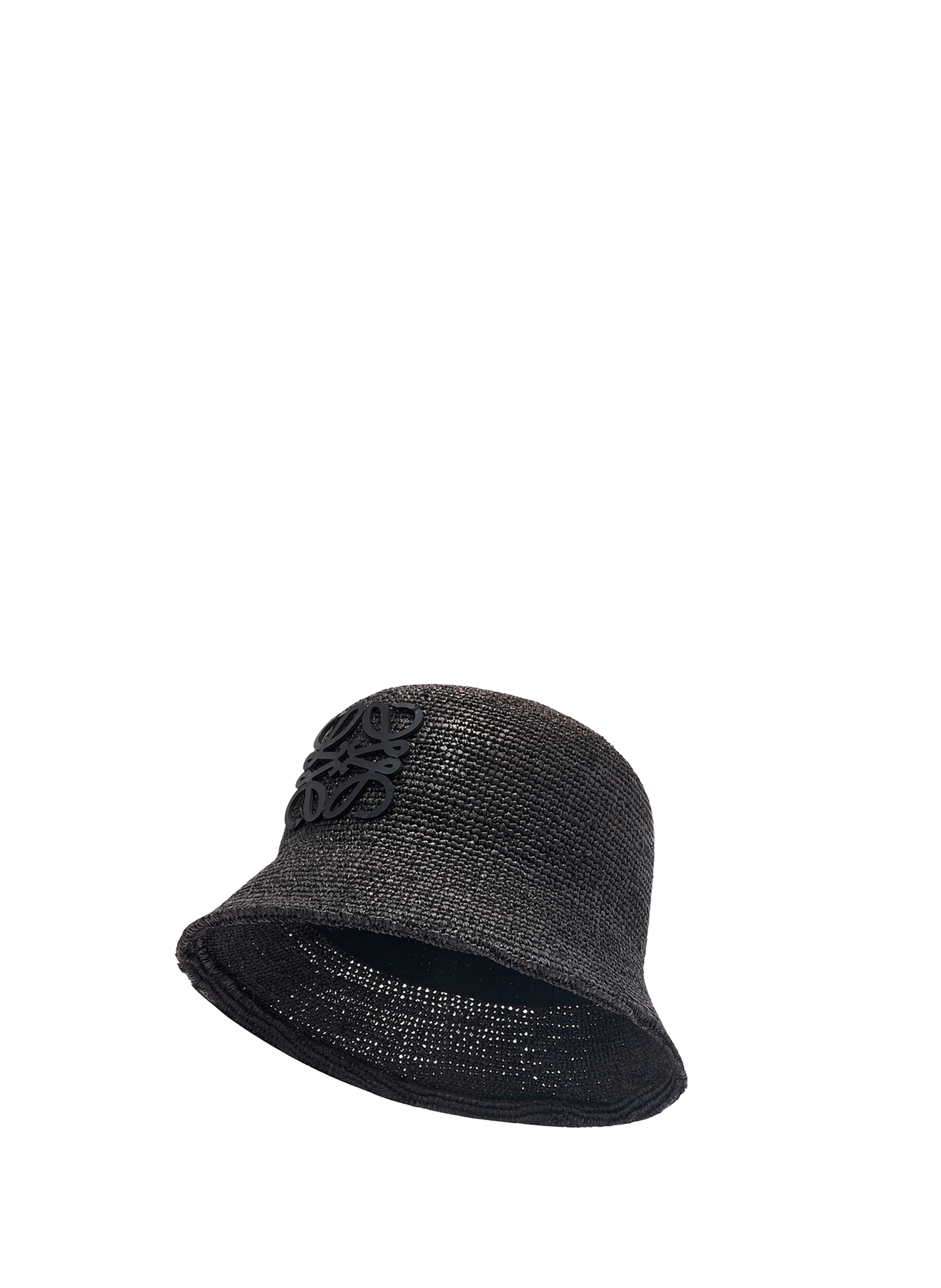 Bob en raphia et cuir de veau LOEWE Noir