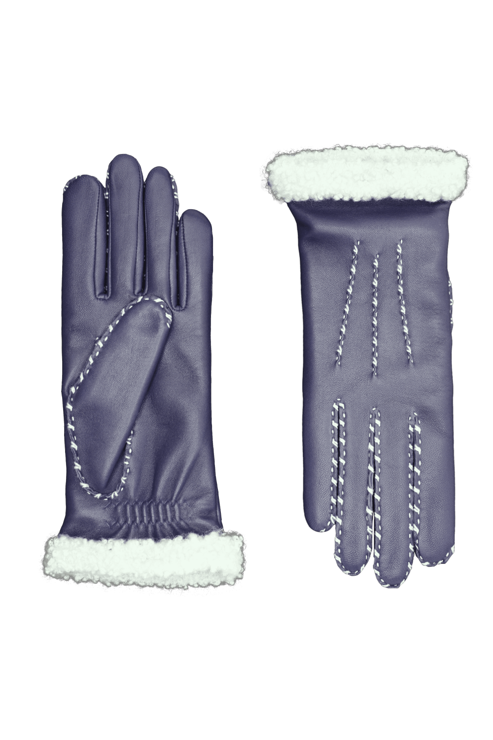 Gants marie-louise femme cuir doublés alpaga AGNELLE Bleu
