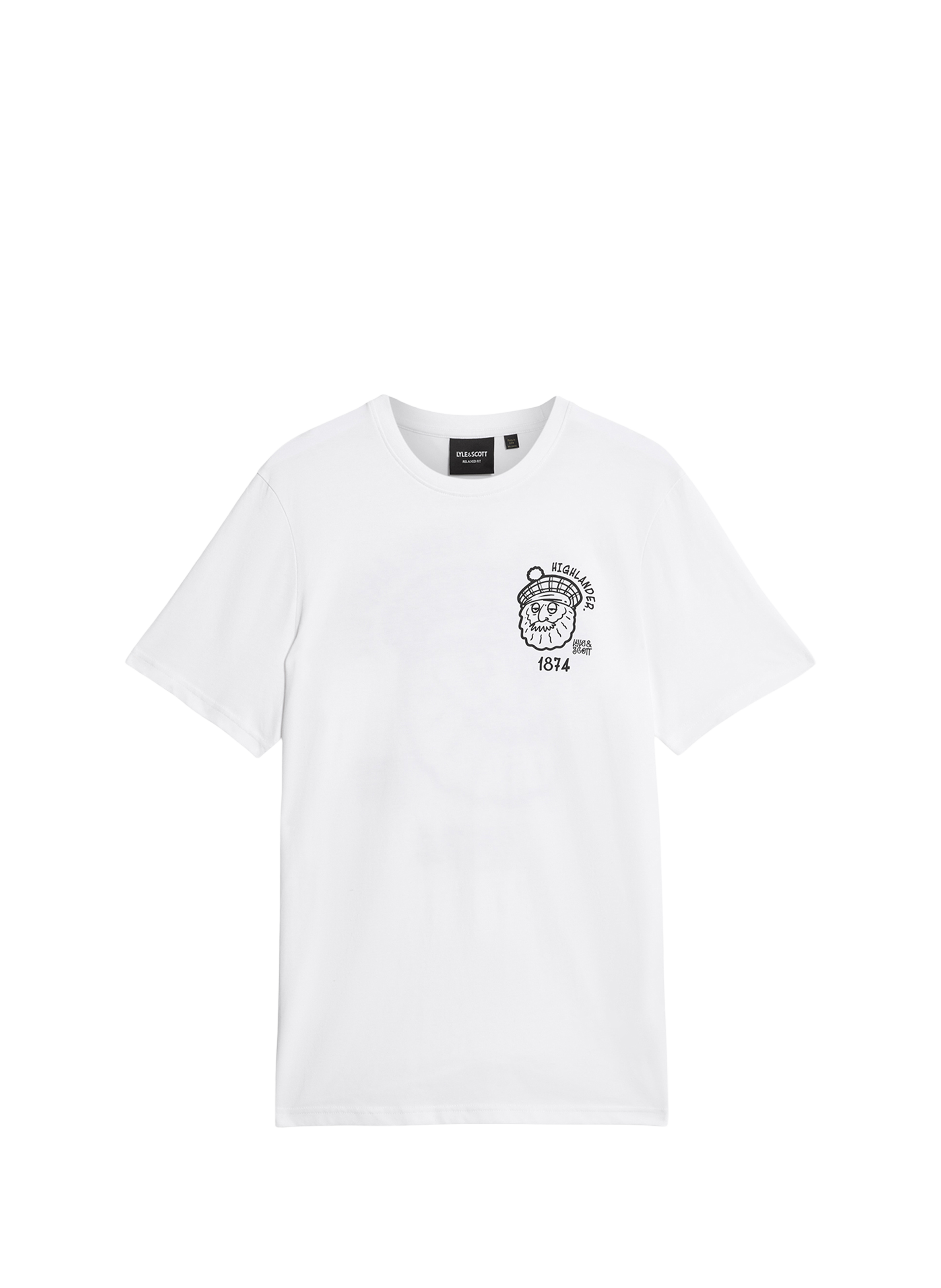 T-shirt imprimé à col rond en coton LYLE & SCOTT Blanc