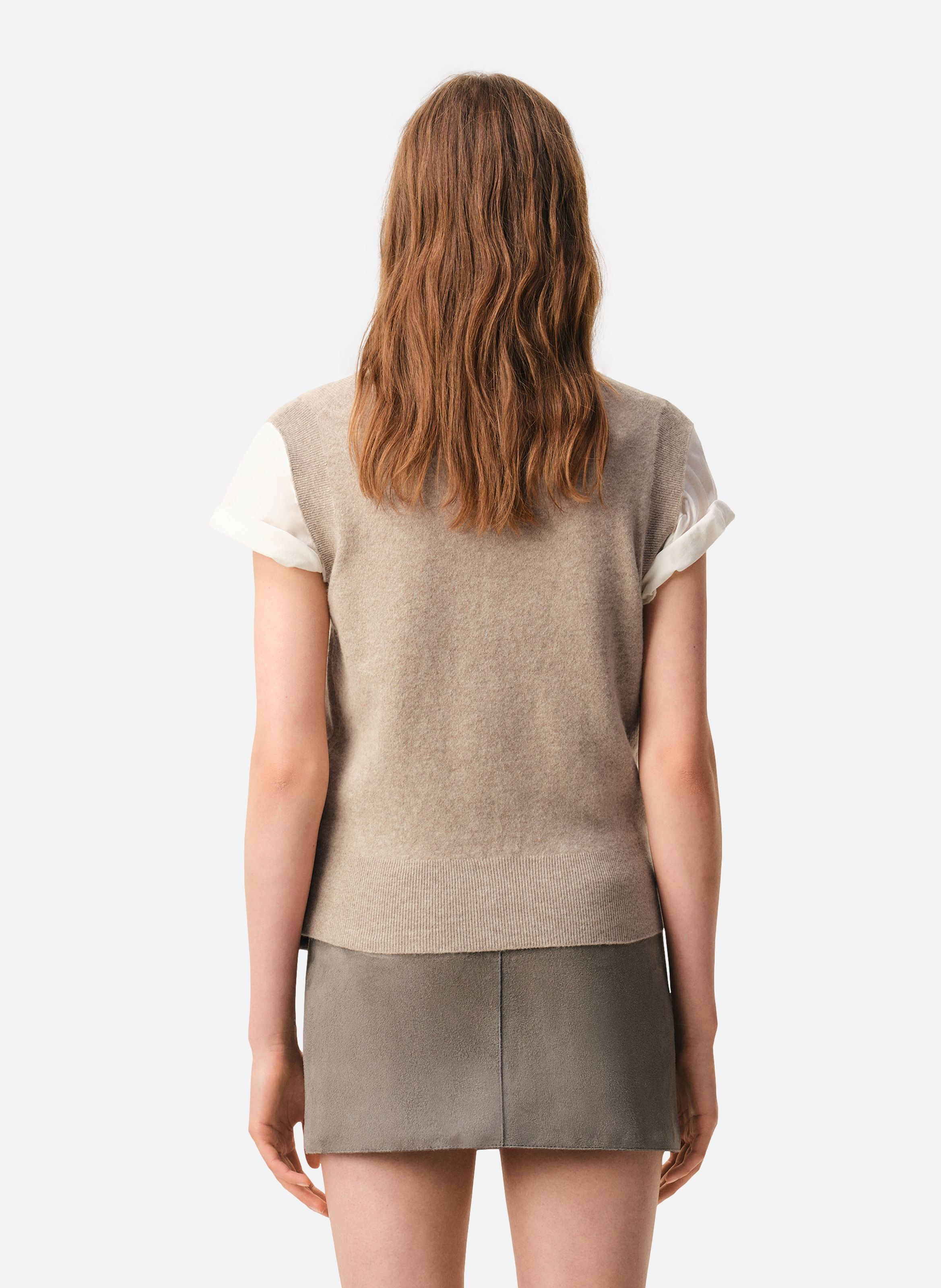Pull col v sans manches avec intarsia argyle en laine unisexe AMI PARIS Multicolore