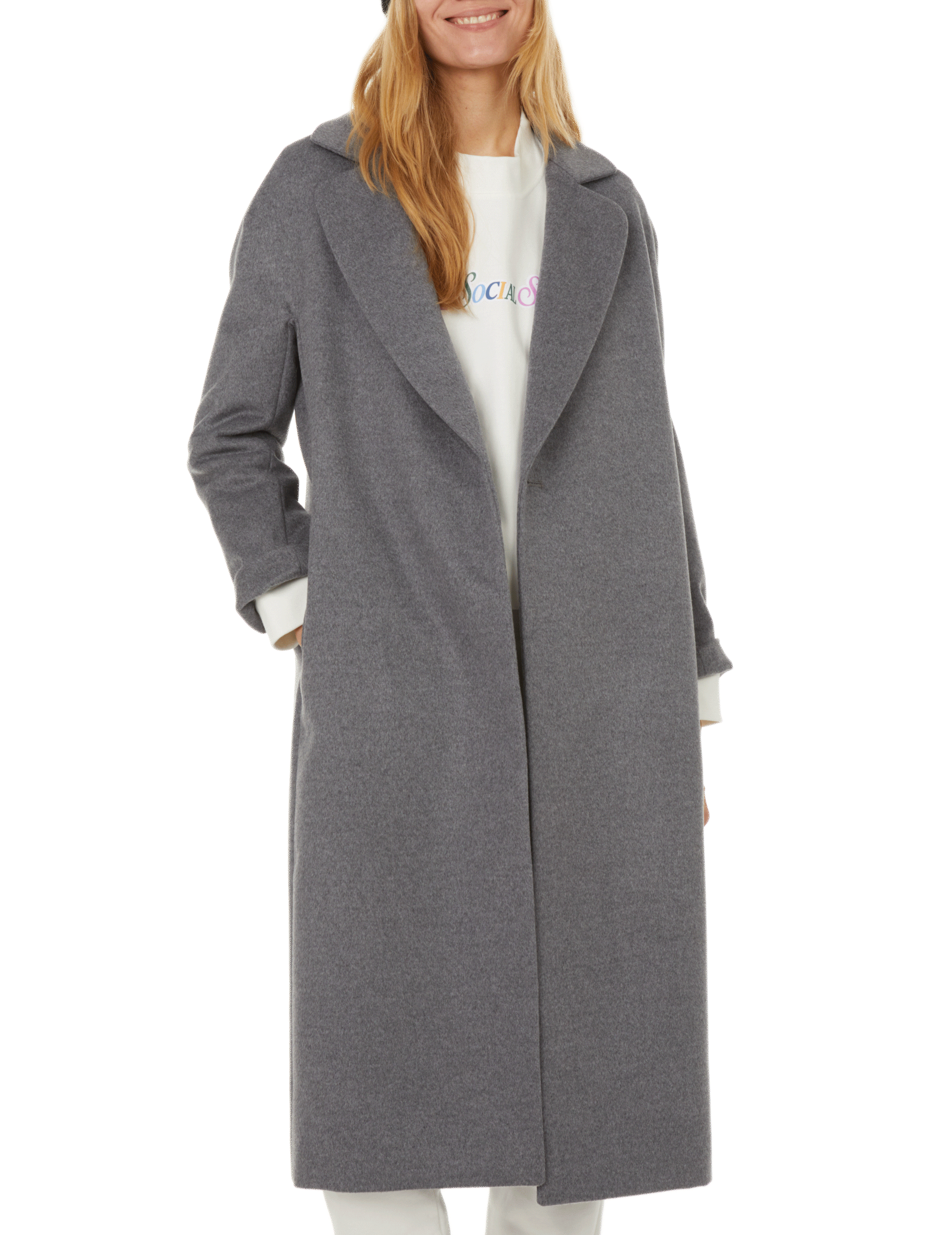 THE SOCIAL SUNDAY Manteau long en laine Gris