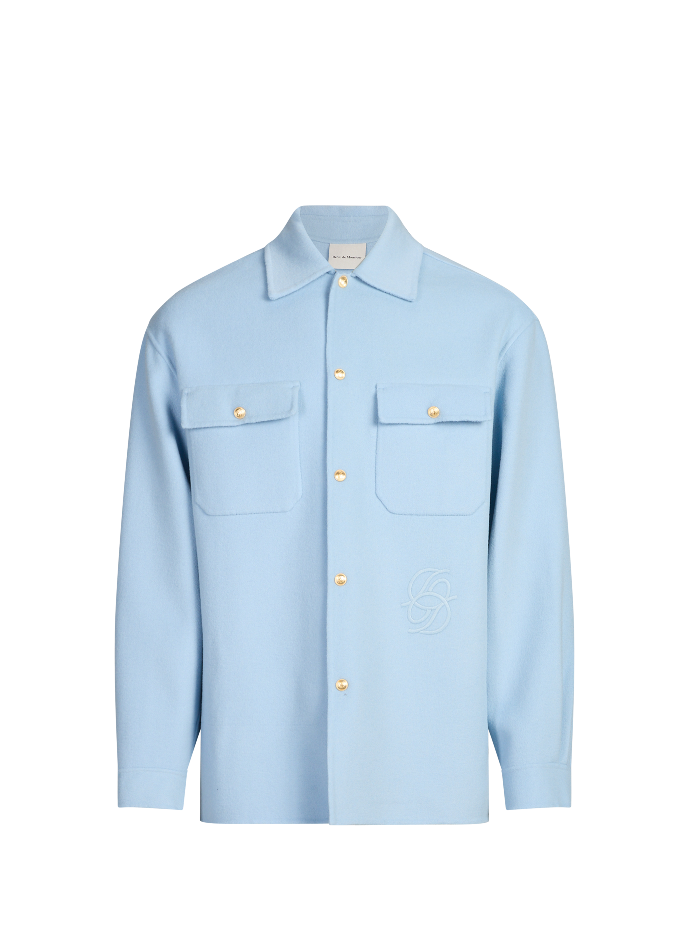 Wool blend classic collar overshirt DROLE DE MONSIEUR Blue