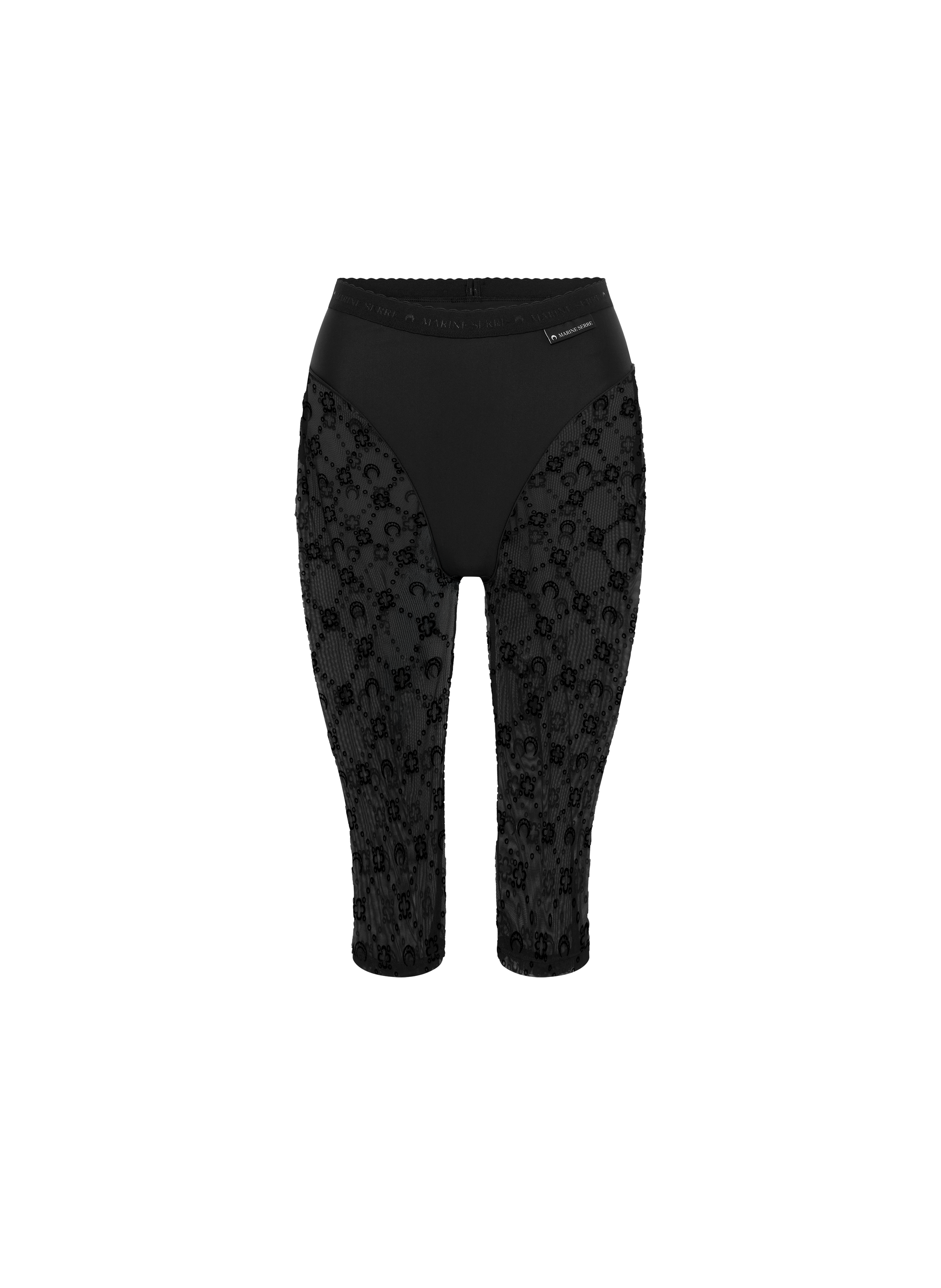 Moonogram mesh flock capri MARINE SERRE Black