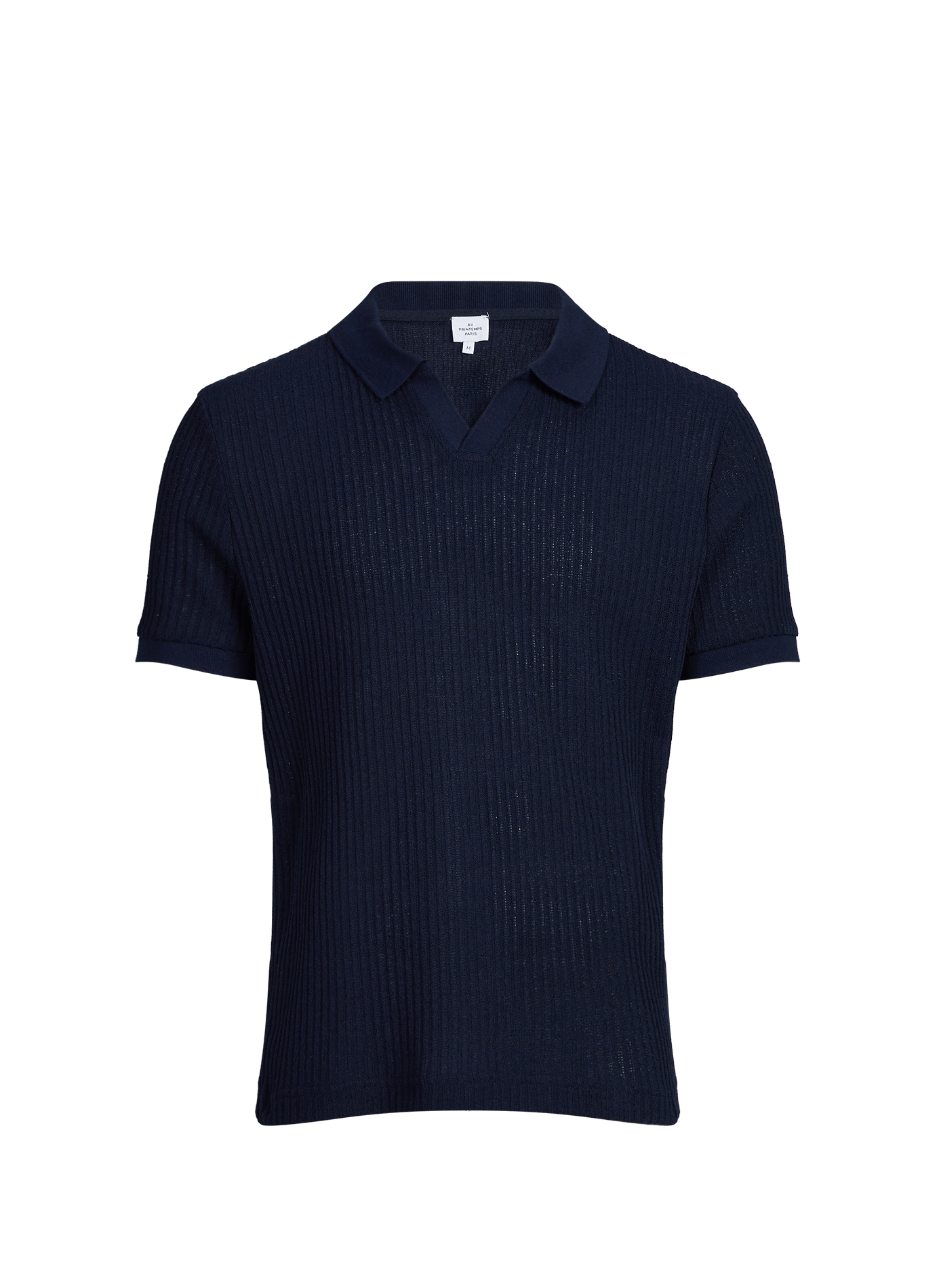 Short sleeve cotton polo shirt AU PRINTEMPS PARIS Blue