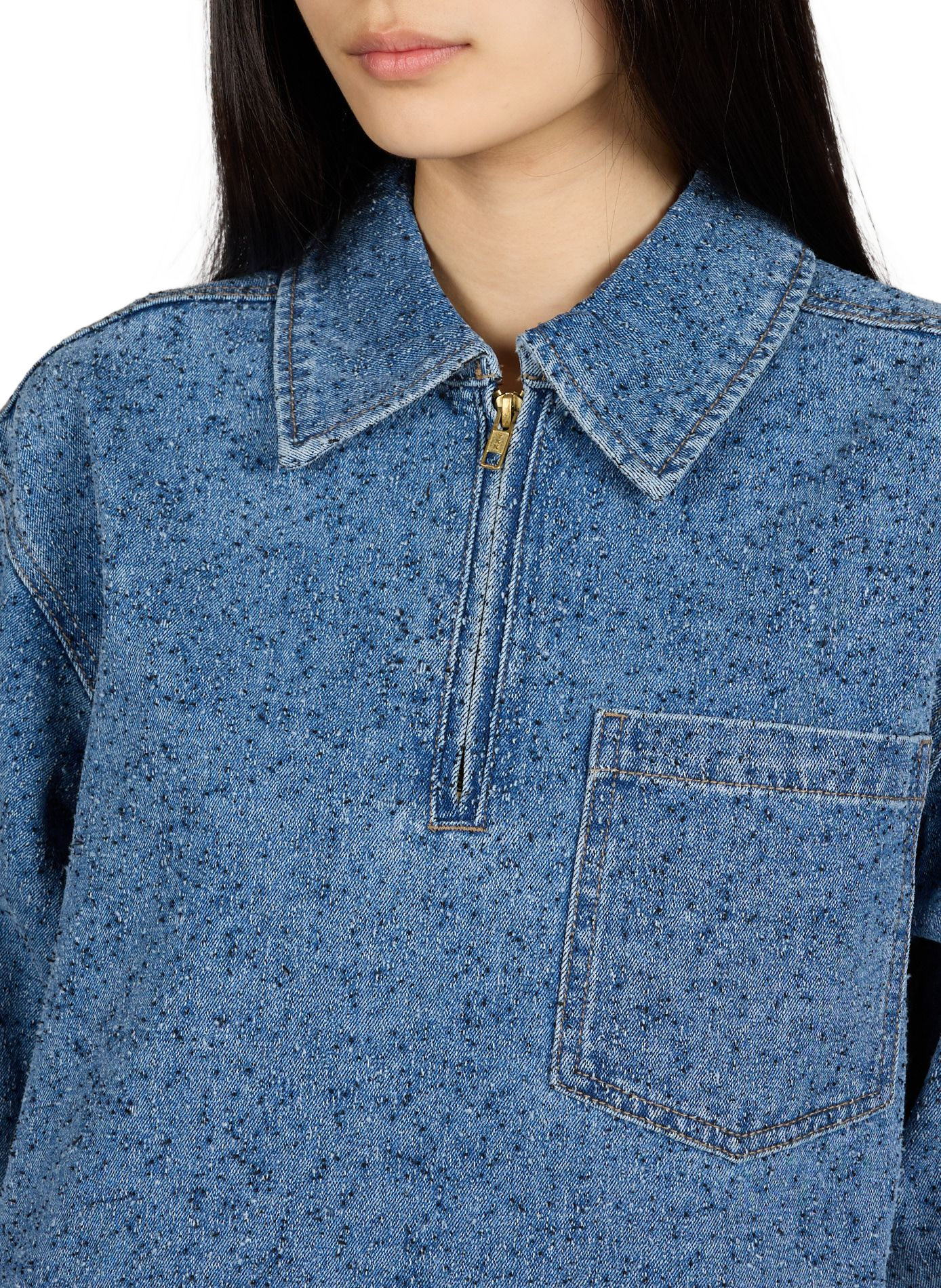 Robe courte en denim de coton piqué OBJECT Bleu