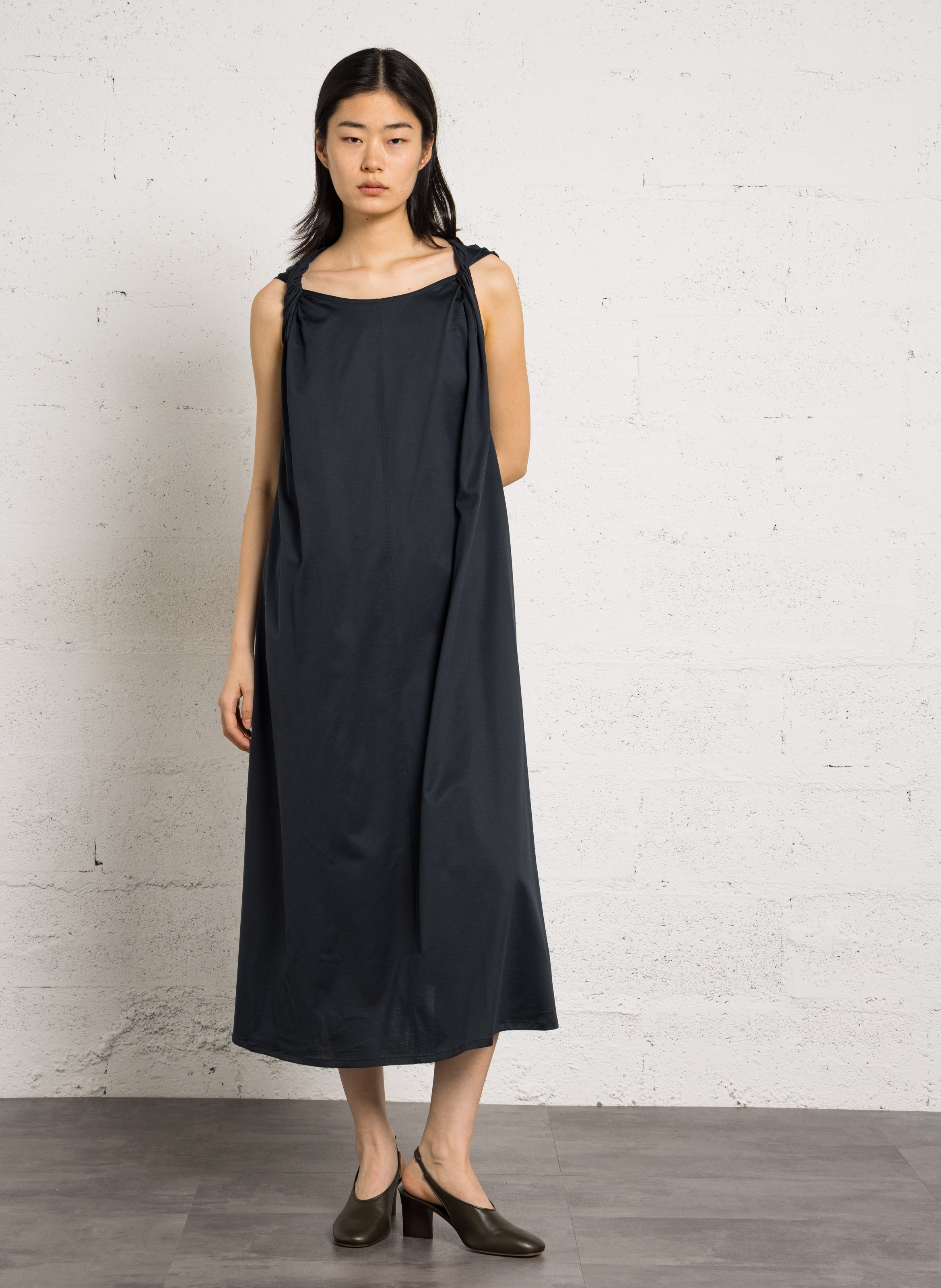 Robe longue col rond en coton bio debby SOEUR Bleu