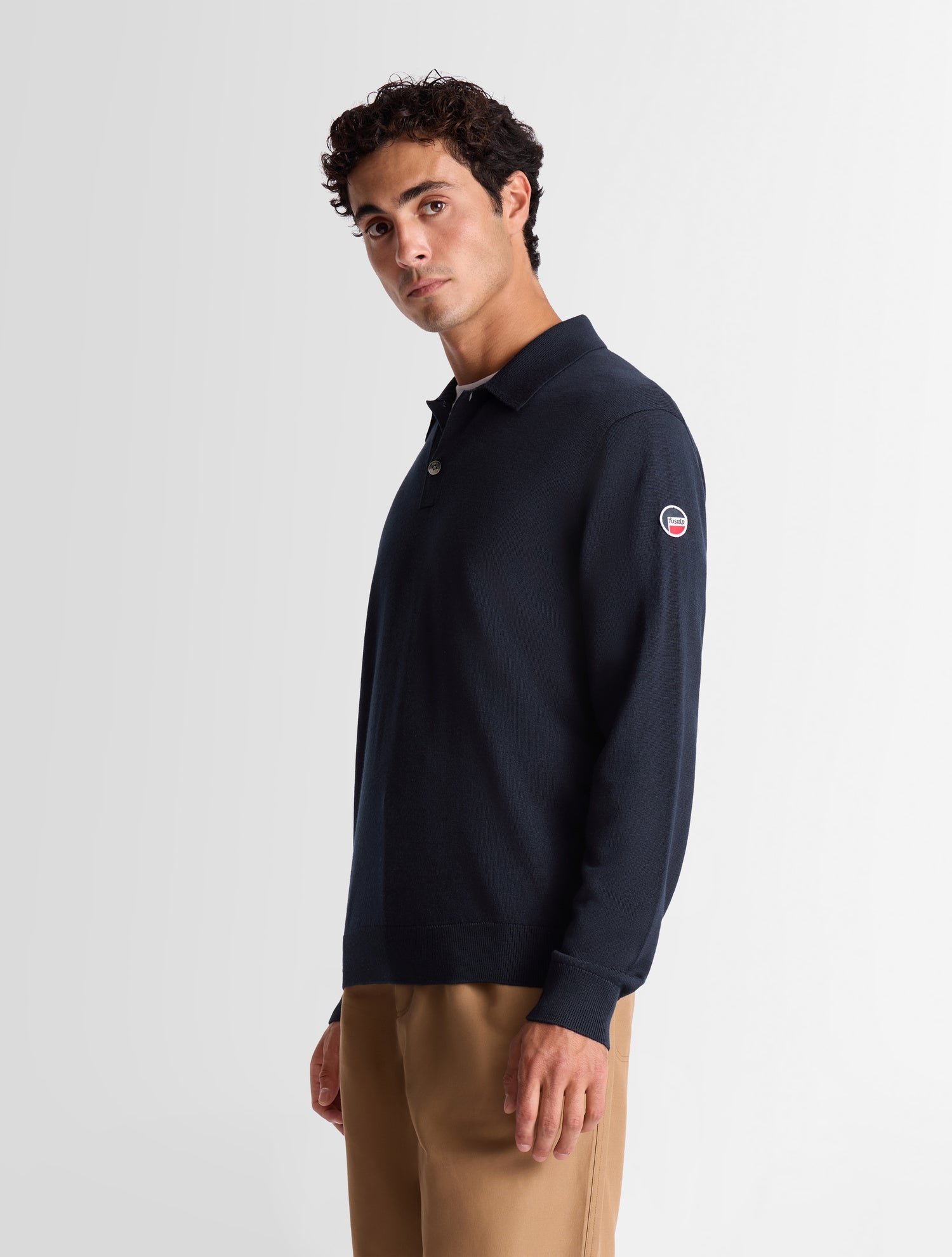 Pull clovon col polo coupe ajustée FUSALP Bleu