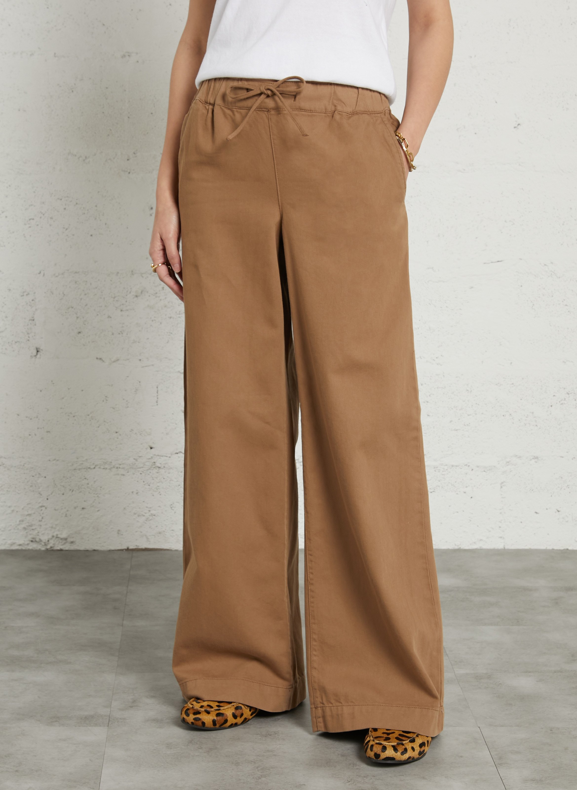 Pantalon large en coton malo MAISON 123 Marron