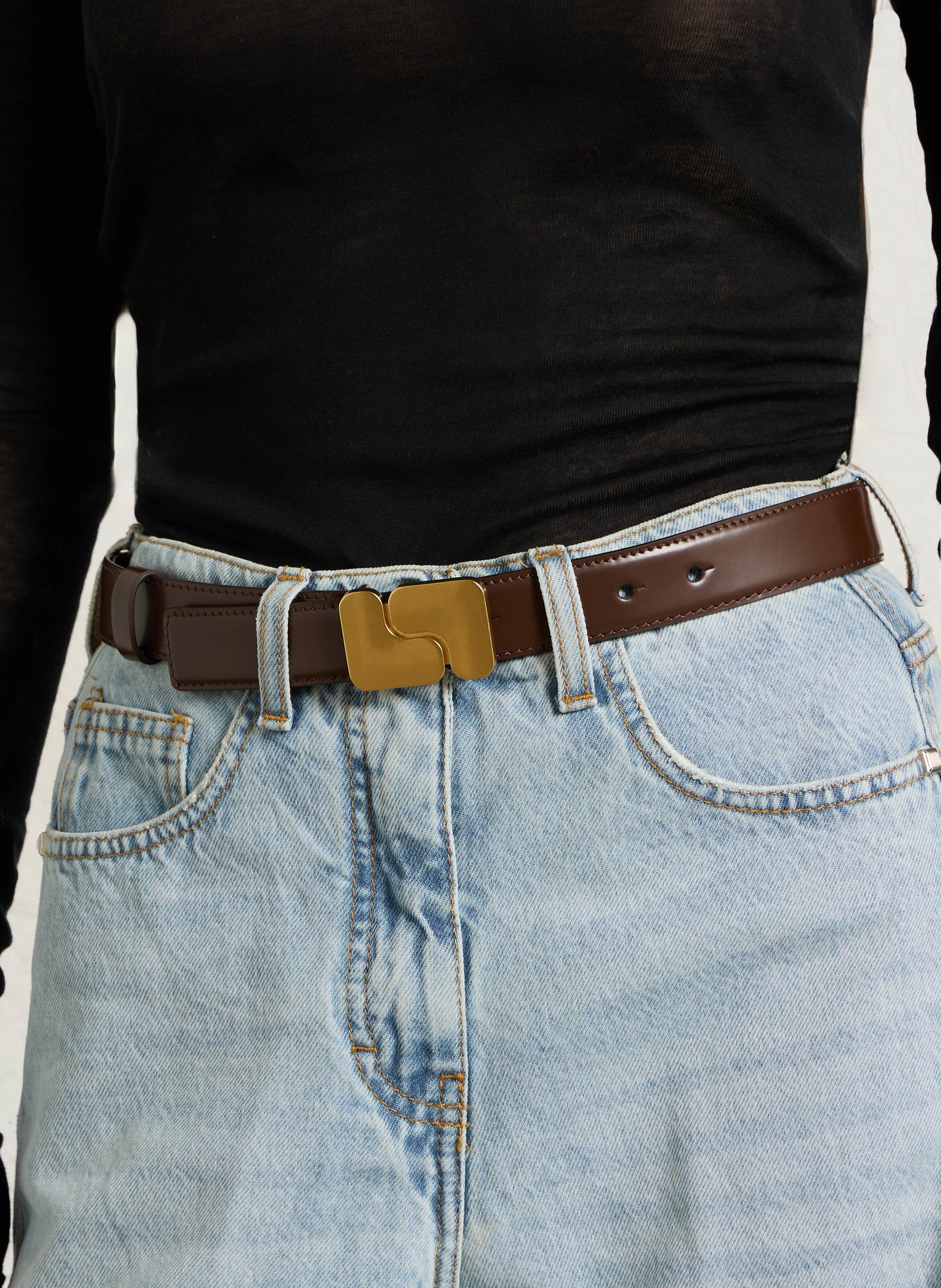 Ceinture en cuir glacé ninon SOEUR Marron