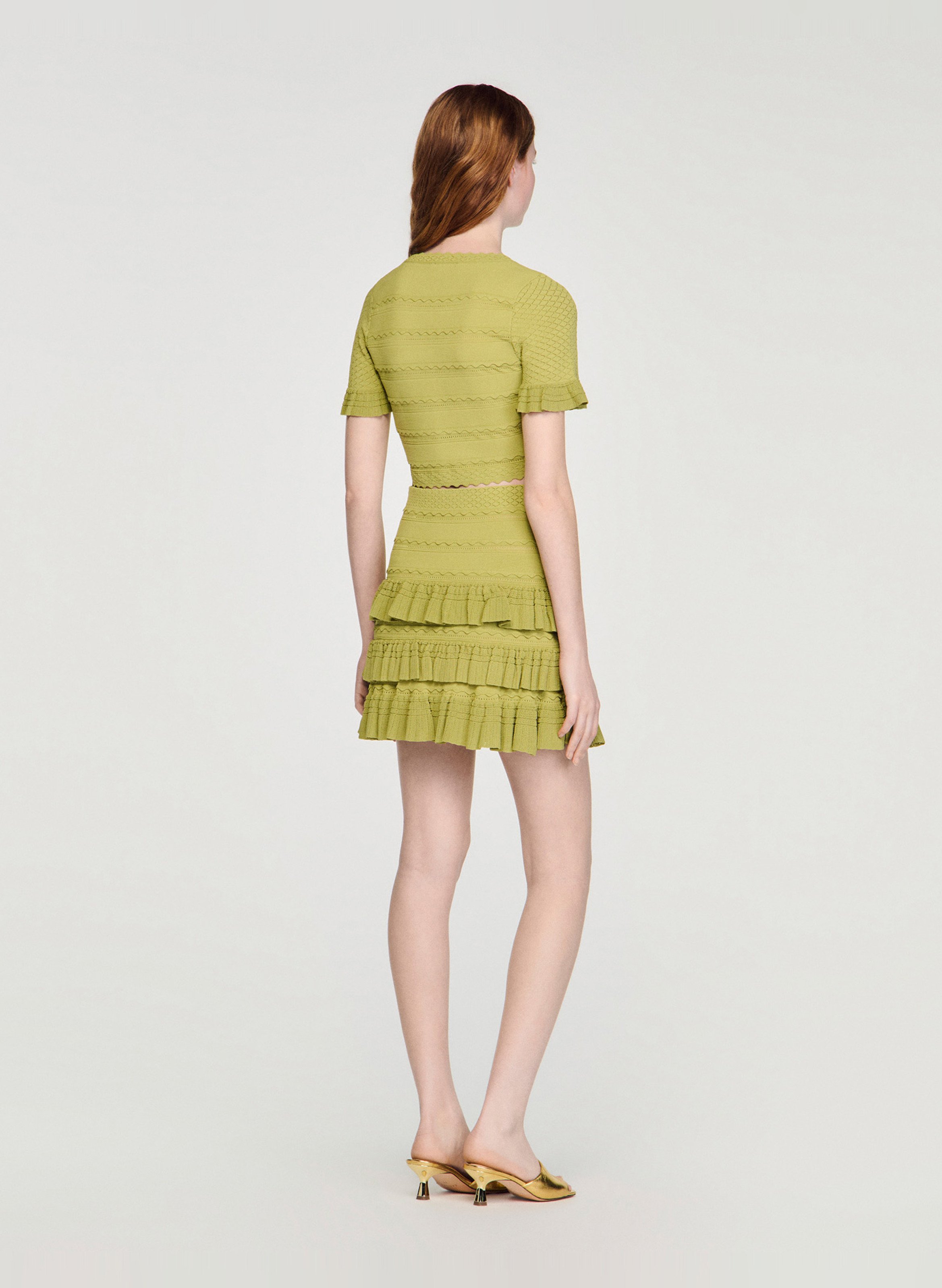 Cardigan court ajusté en maille SANDRO Vert