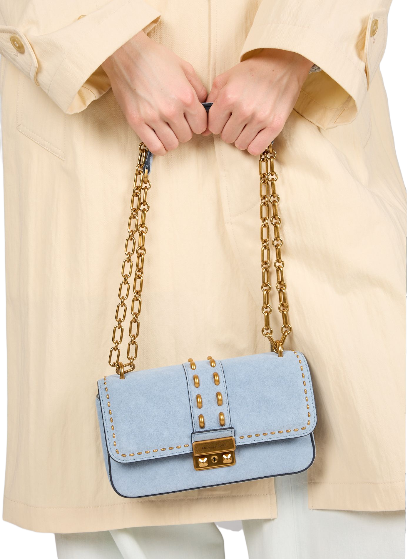 Sac épaule Tribeca en cuir suédé MICHAEL KORS Bleu