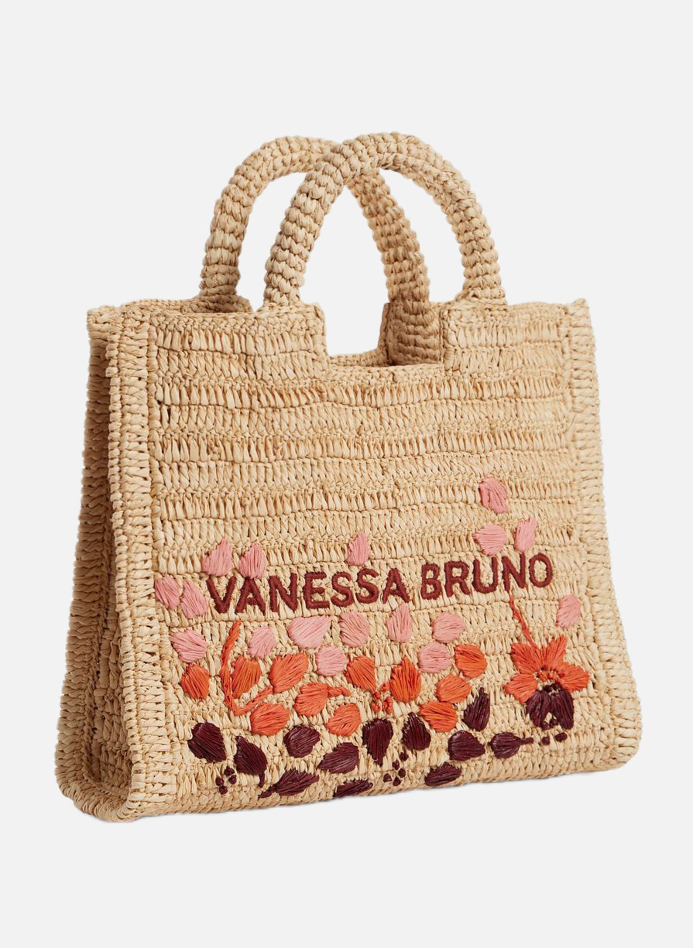 Petit panier en raphia brodé VANESSA BRUNO Multicolore