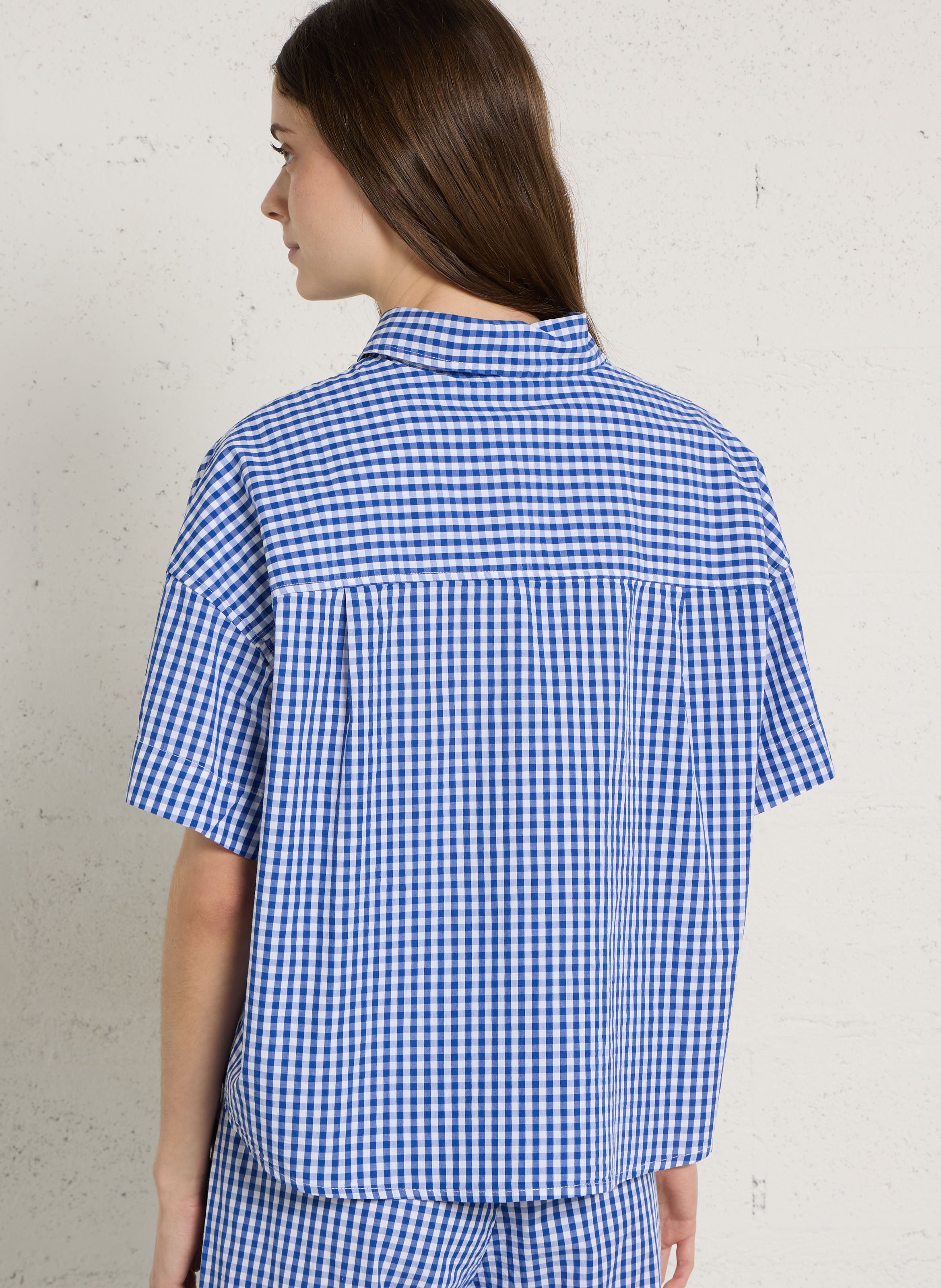 Chemise courte ample à carreaux ekirow AMERICAN VINTAGE Bleu