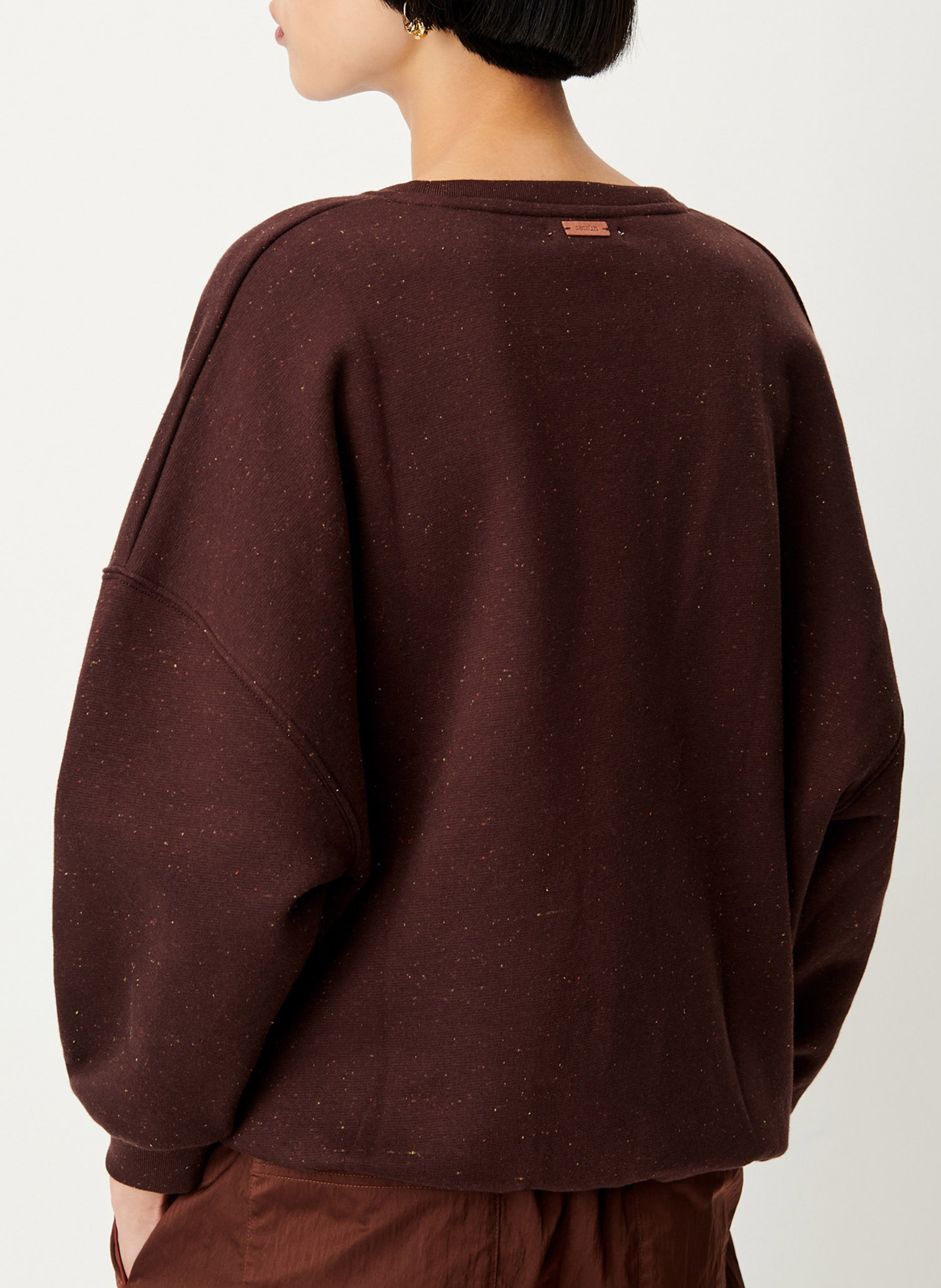 Sweat ample col rond moucheté en coton bio mélangé chebbi | Marron SESSUN Femme