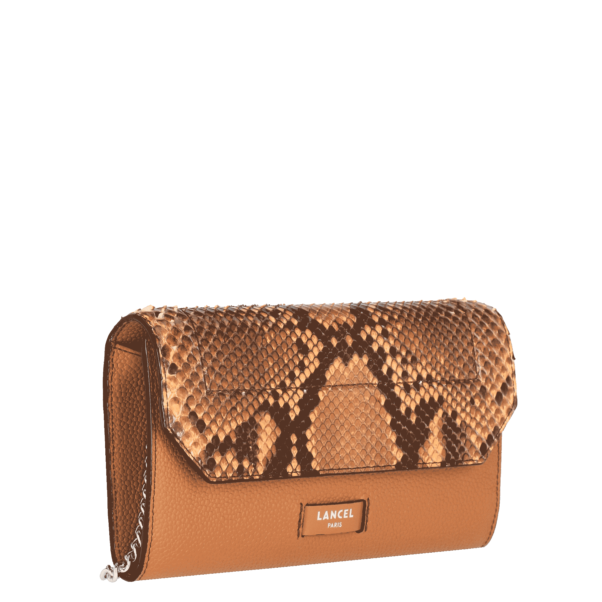 Portefeuille chaine ninon de lancel en cuir de vachette graine & python LANCEL Beige