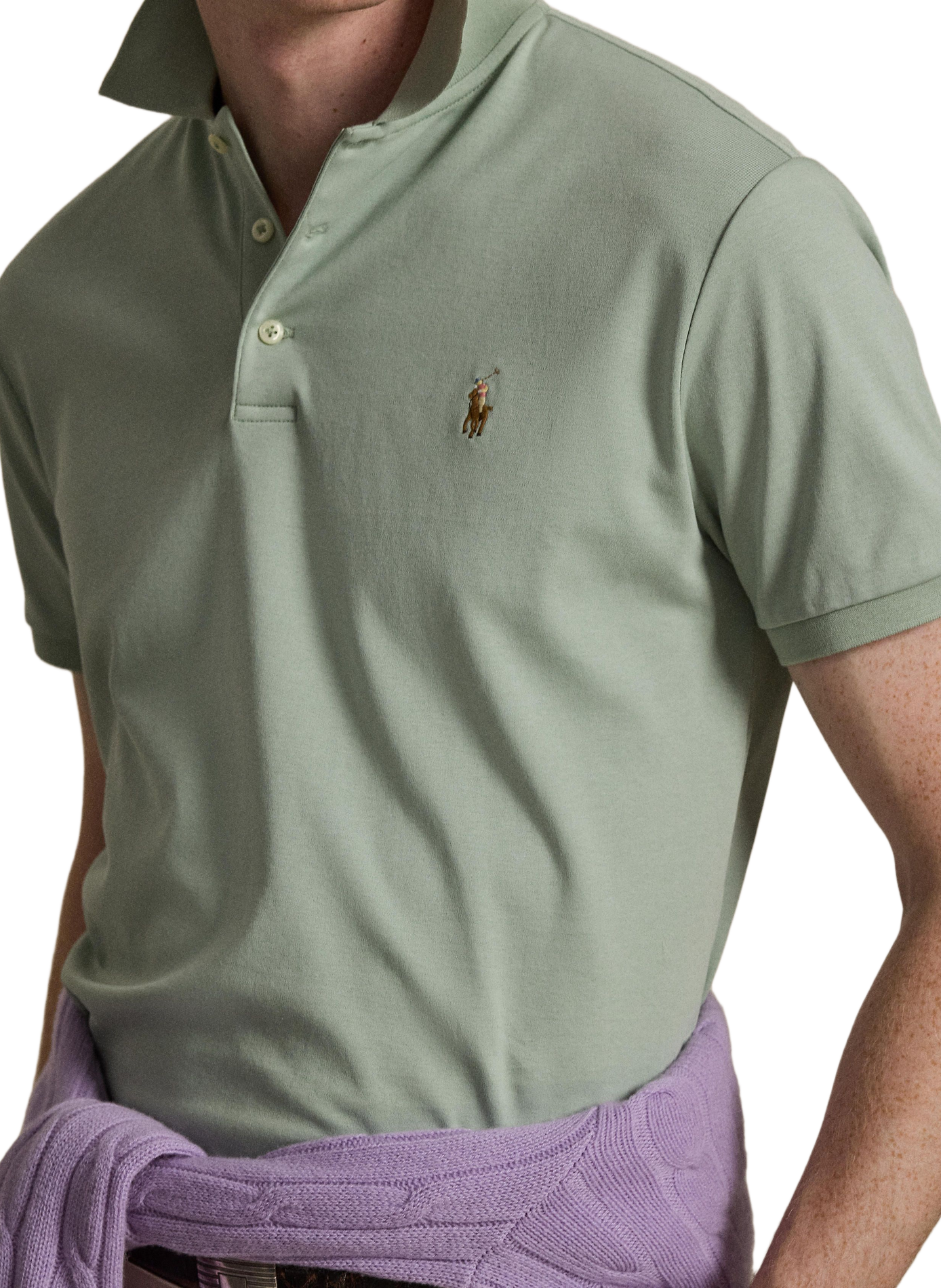 Polo droit en piqué de coton POLO RALPH LAUREN Vert