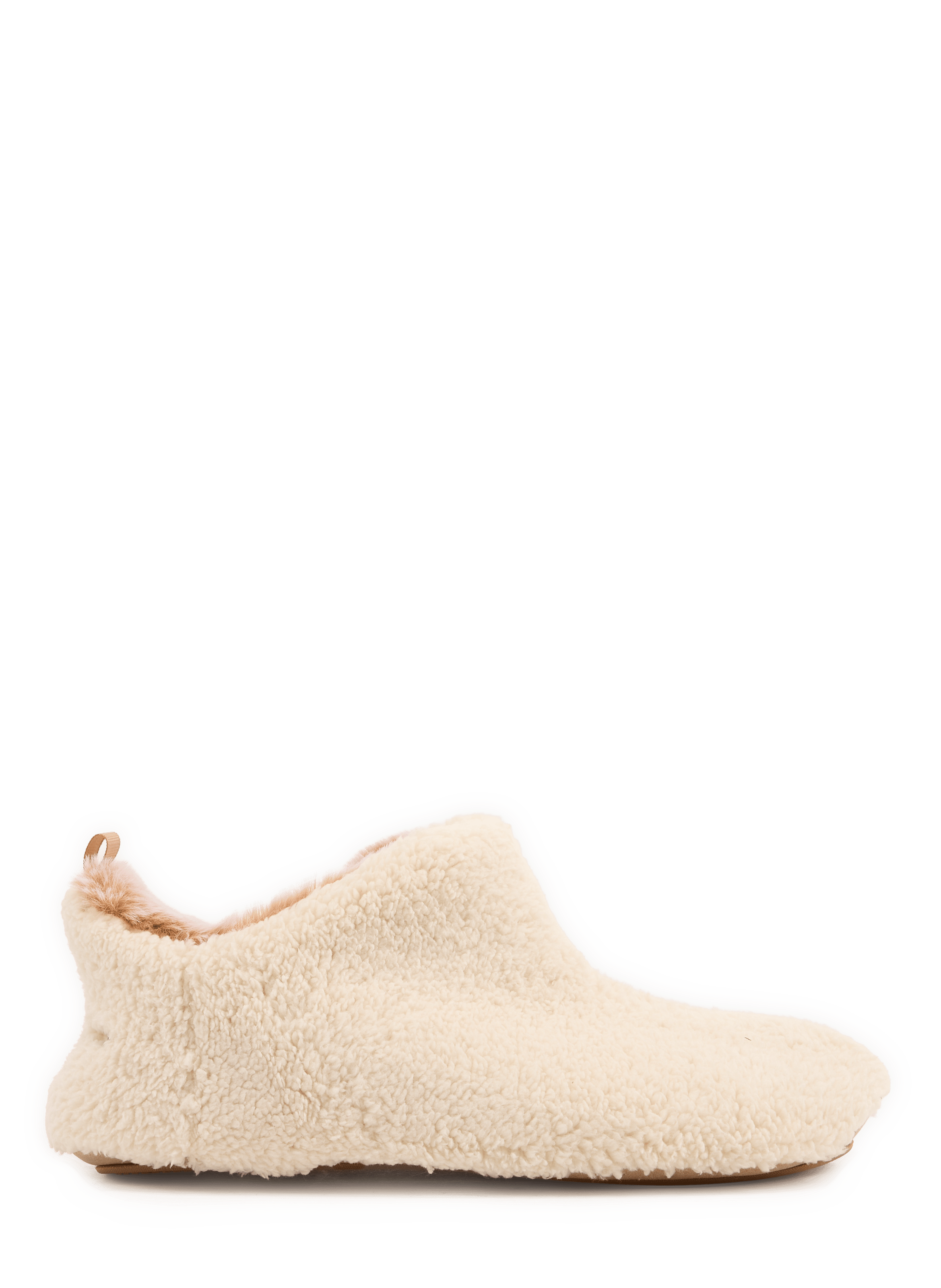 Fur-lined slippers with faux fur effect ISOTONER Beige