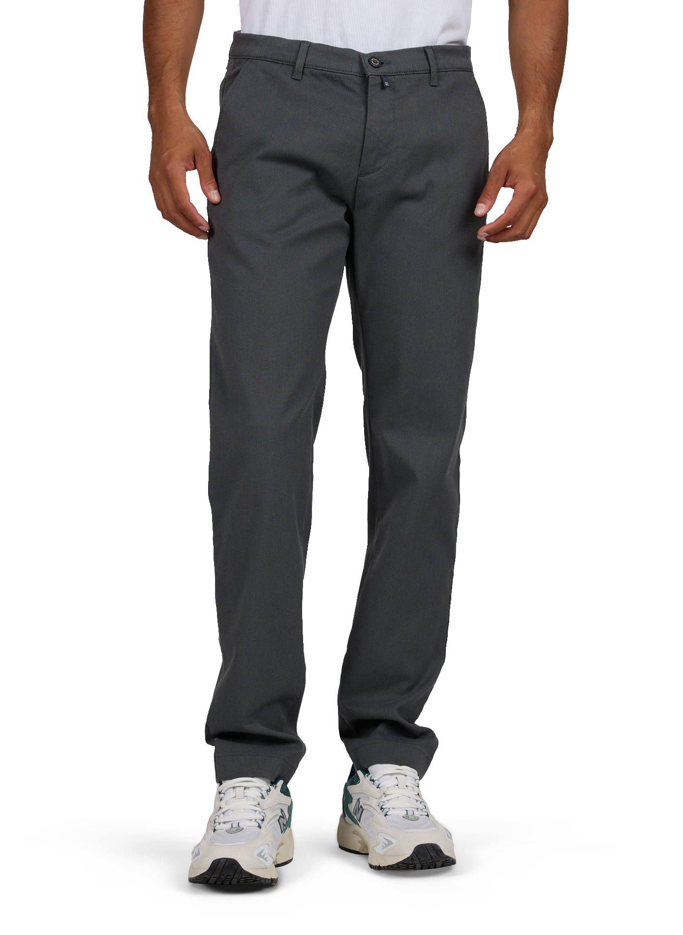 Tapered cotton blend trousers PIERRE CARDIN Grey