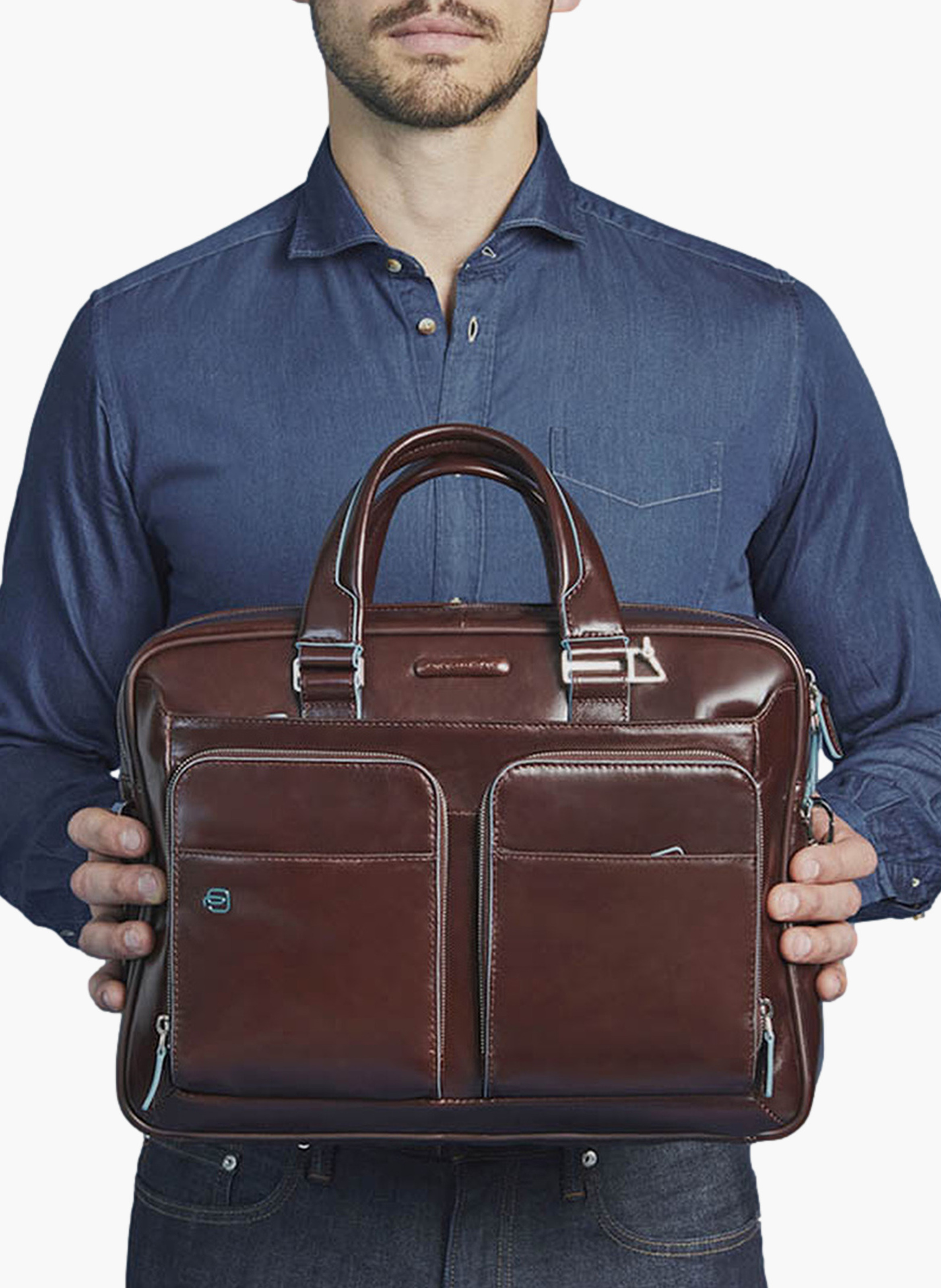 Sac d'ordinateur 15" personnalisable PIQUADRO Marron