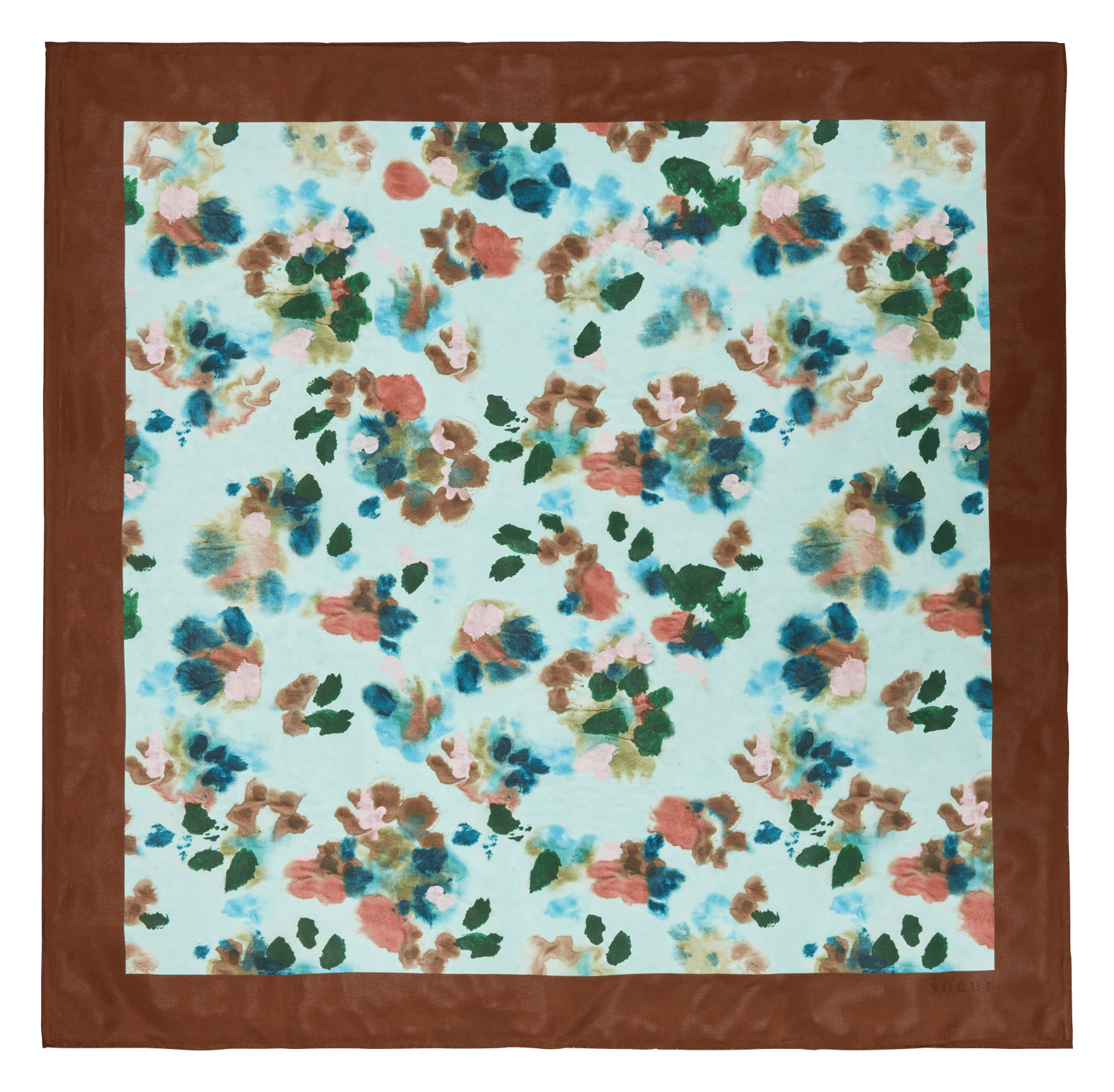 Foulard en soie imprimé capucine SOEUR Bleu
