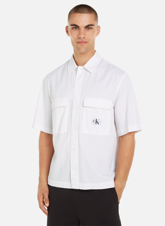 CALVIN KLEIN Short-sleeved cotton shirt White