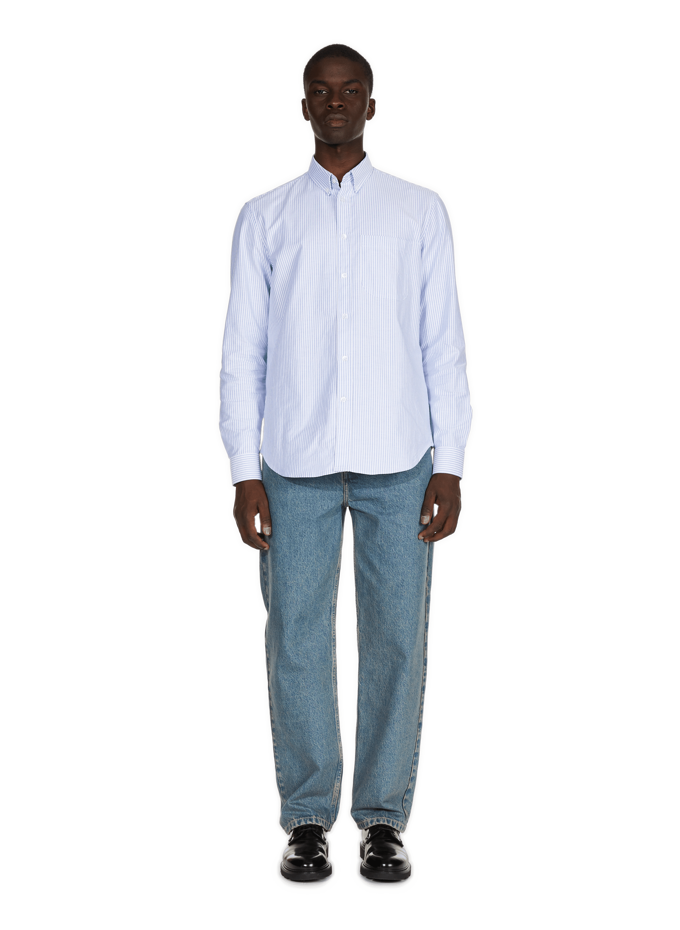 Chemise rayée Euray à col américain en coton  SAISON 1865 Bleu