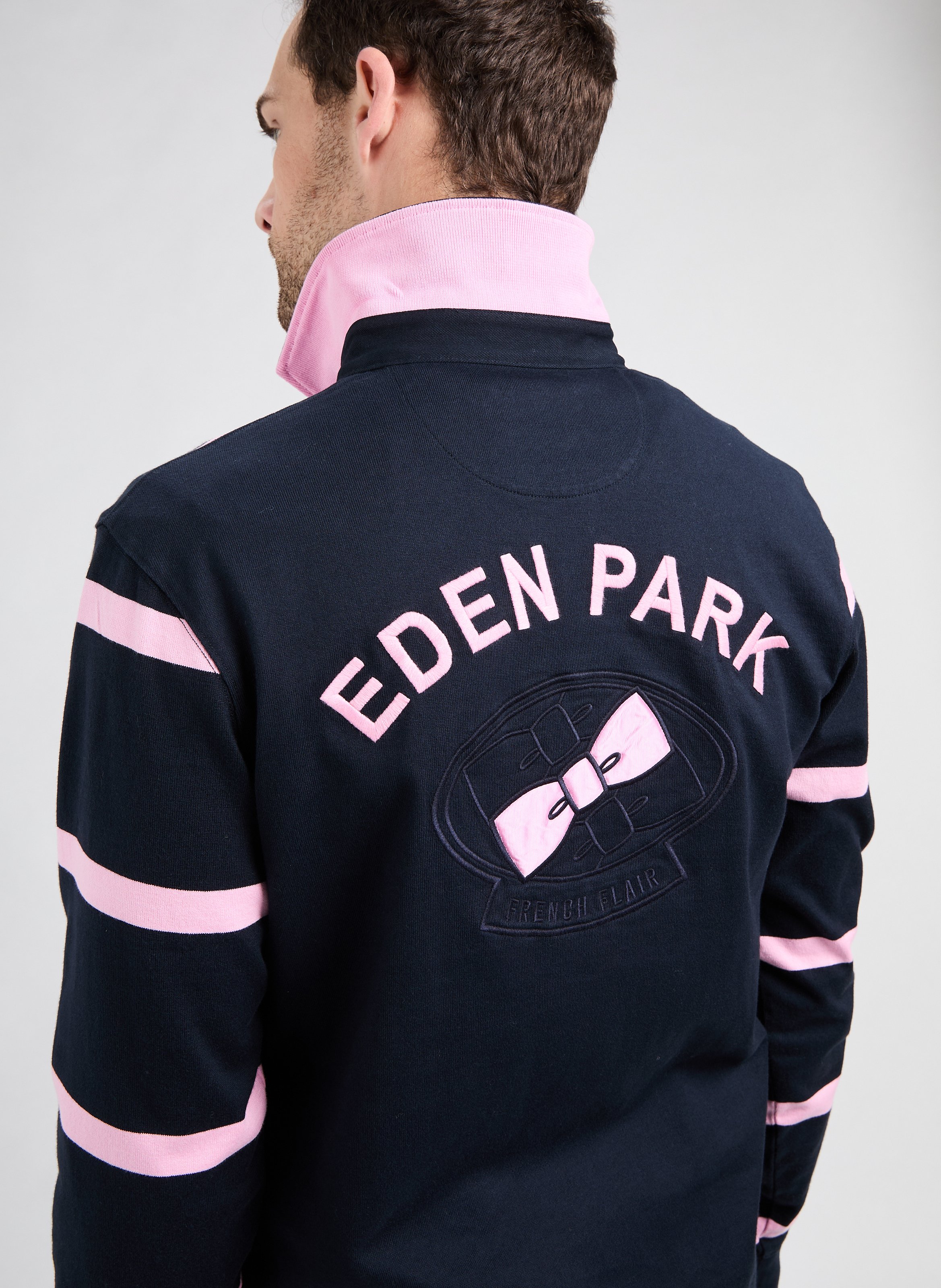 Striped long-sleeved polo shirt EDEN PARK Blue