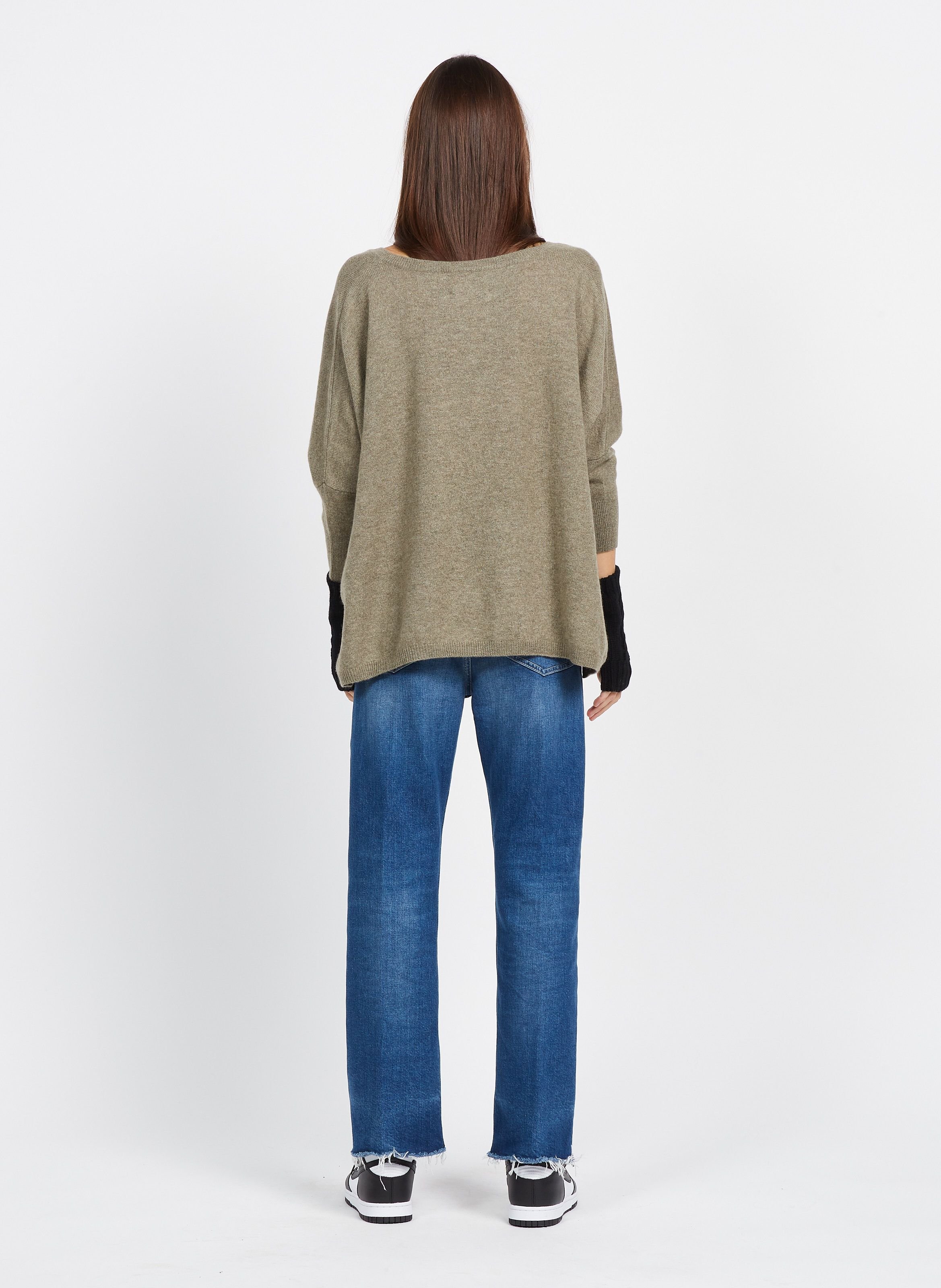 Pull Cachemire Crop Col V Oversized Etam Femme Taille S - Vert - Manches Longues - Occasion Très Bon état