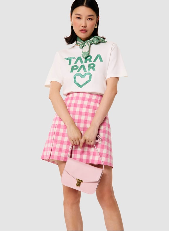 T-shirt droit cœurs - trefle Vert by TARA JARMON TARA JARMON T-shirt droit cœurs - trefle Vert