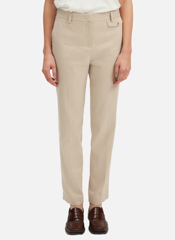 Pantalon 7/8 de tailleur à fines rayures - jill Beige by PABLO PABLO Pantalon 7/8 de tailleur à fines rayures - jill Beige