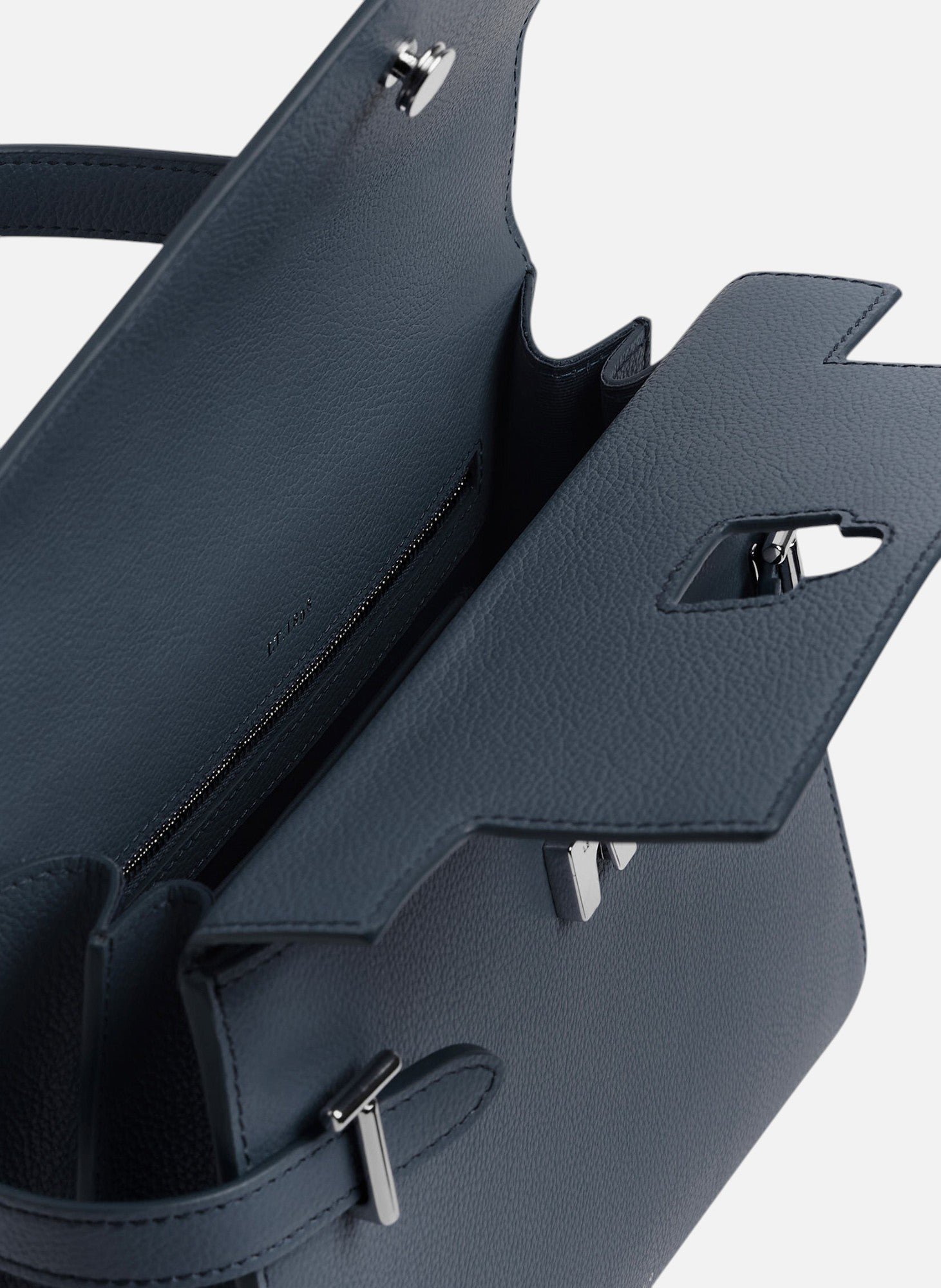 Sac à main double rabat moyen modèle emilie en cuir grainé LE TANNEUR Bleu